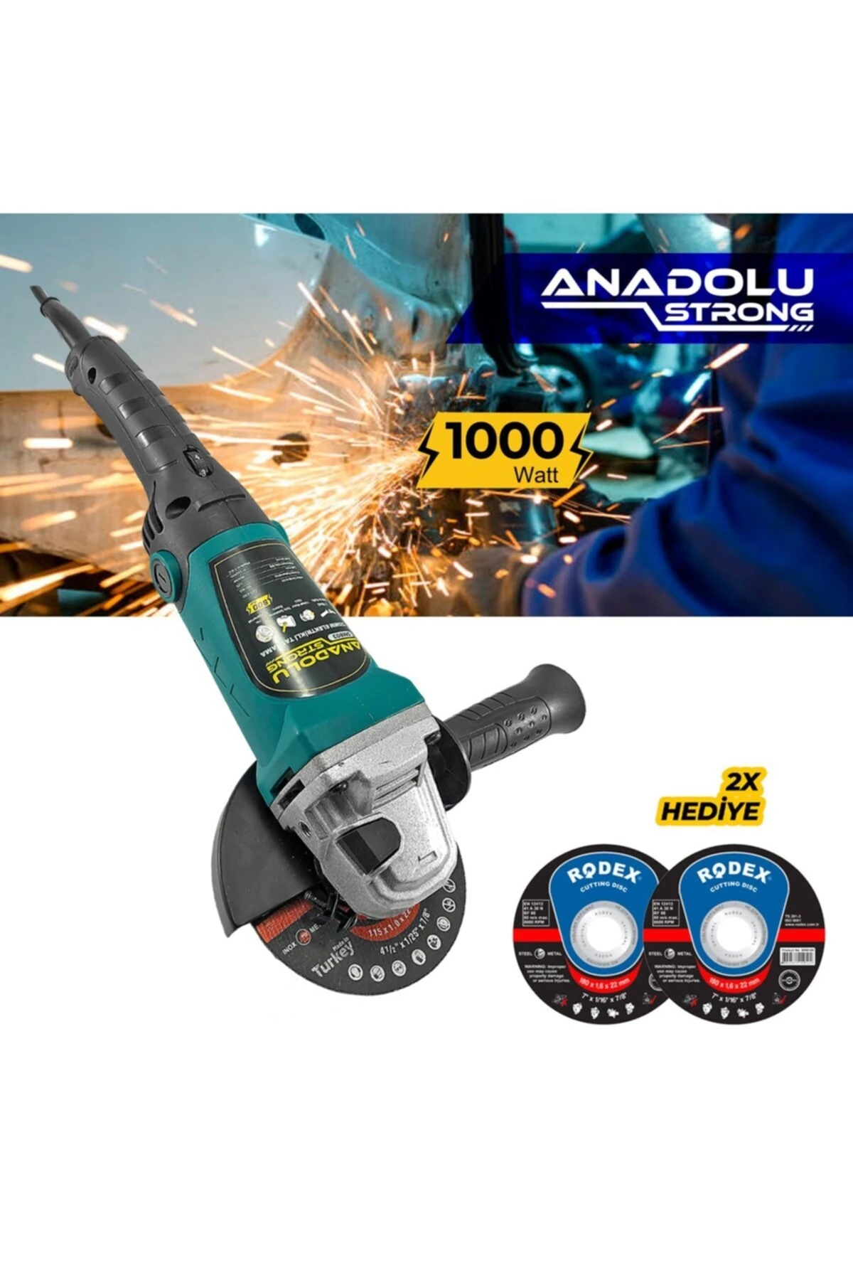 Dm803 Devir Ayarlı Spral Taşlama Makinası Avuç Içi Taşlama 115 Mm 2 Adet Disk Hediye