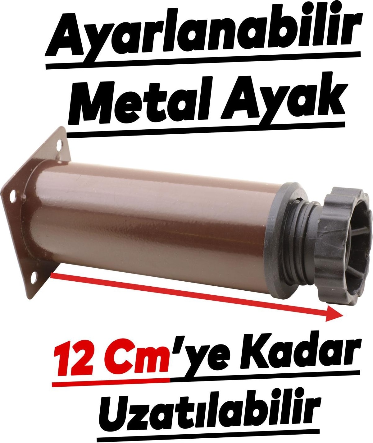 Ayarlanabilir Dolap Mobilya Kanepe Baza Metal Destek Yükseltici Ayağı 10 Cm Kahve Ayakları 8 Adet