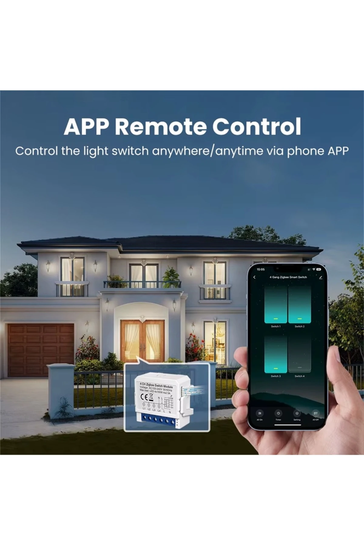 Tuya 4ch Zigbee Akıllı Işık Anahtarı Modülü Tuya 4CH Zigbee Anahtar 4 Kanal Zigbee röle