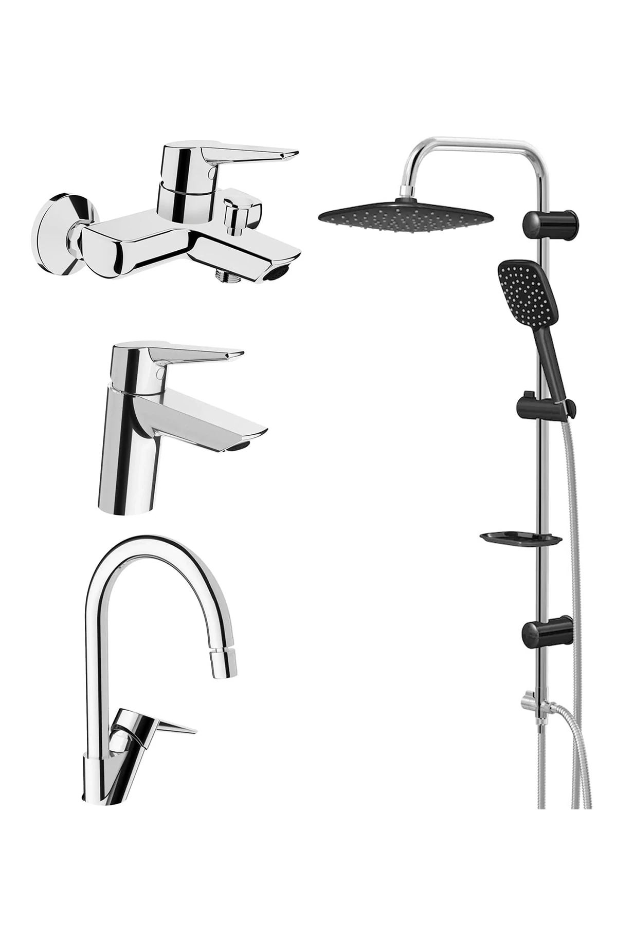 Solid S Lavabo, Banyo, Eviye Batarya Ve Valtemo Tepe Duş Seti Vs-5280