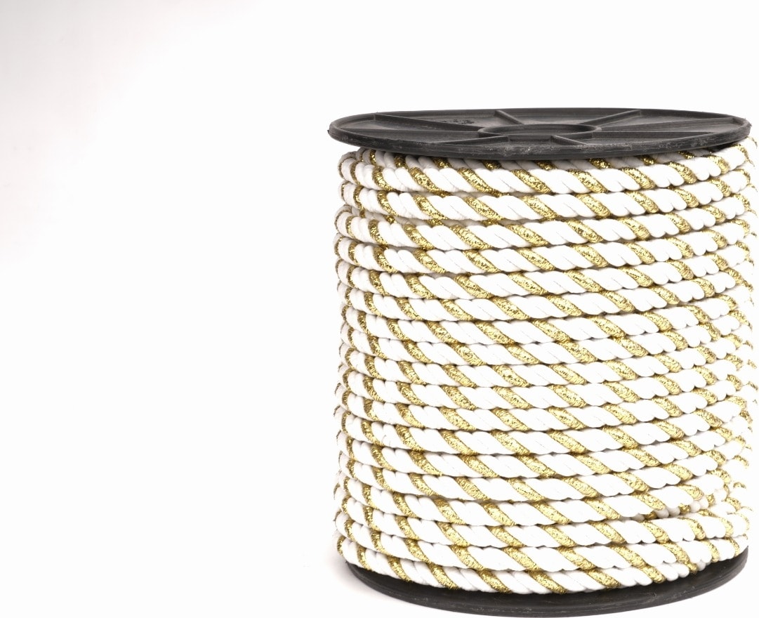 Polyester Kordon İp 10mm 50metre- Altın Sim / Beyaz