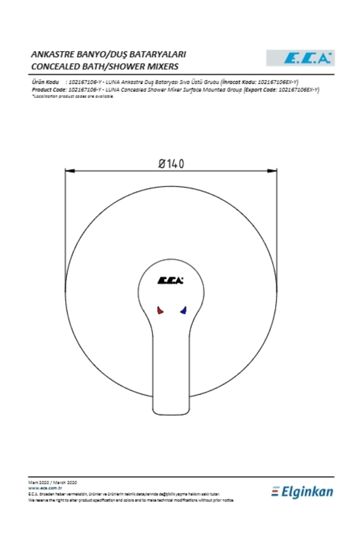 Luna Ankastre Duş Bataryası Sıva Üstü