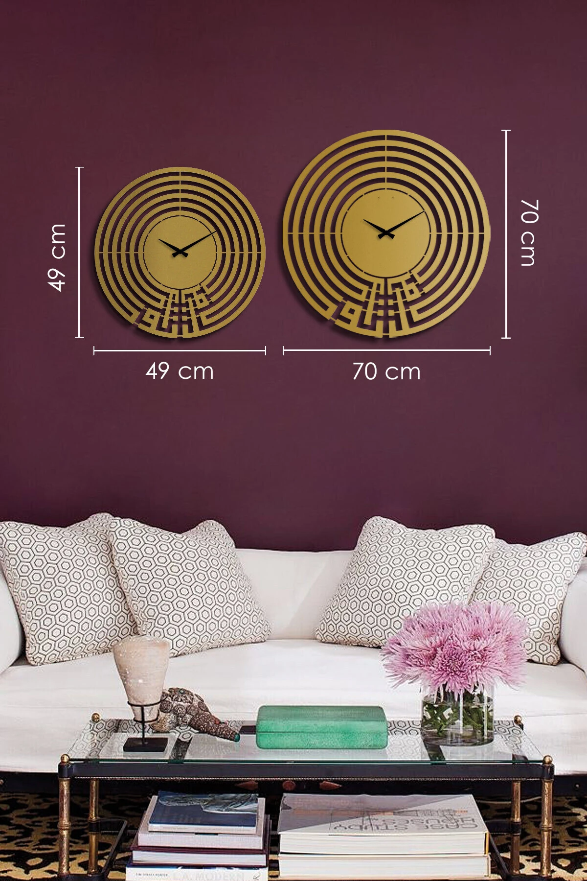 Tevekkül Yazılı Metal Sessiz Duvar Saati - 70 X 70 Cm - Islami Ev Dekorasyon - Wams004