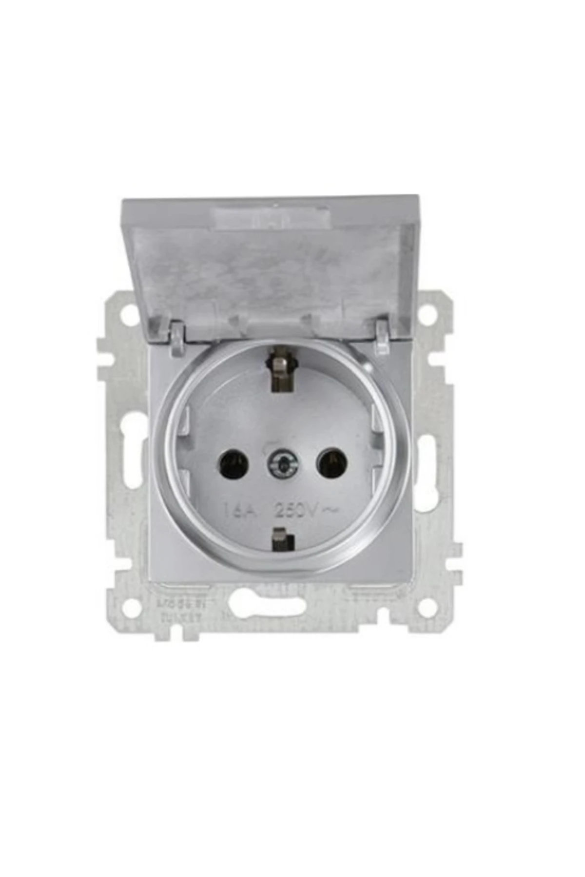 LİNNERA MEK.TUŞ KAPAKLI TOPRAKLI PRİZ (ÇOC.KOR) GÜMÜŞ