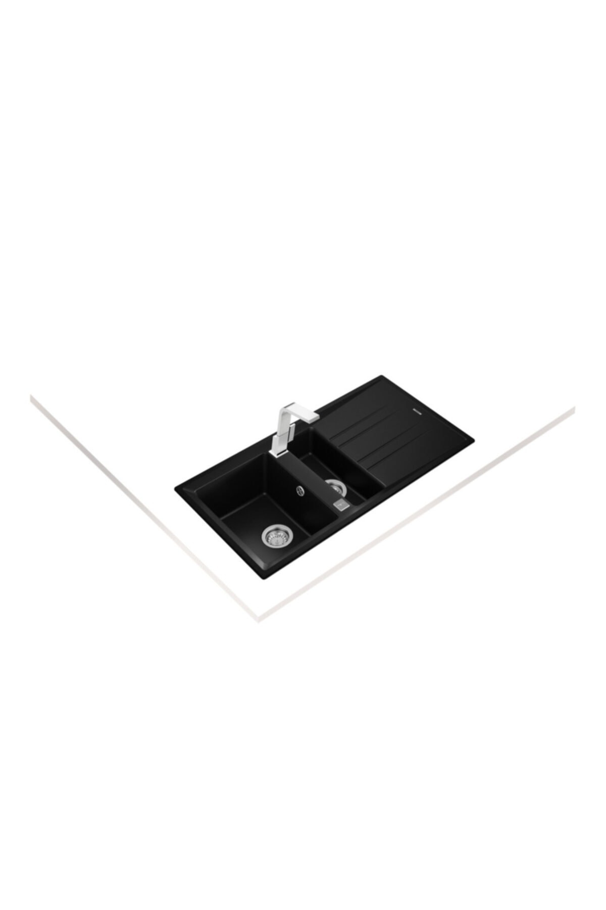 STONE 60 B-TG Metallıc Black 1,5 Göz Granite Evye Siyah