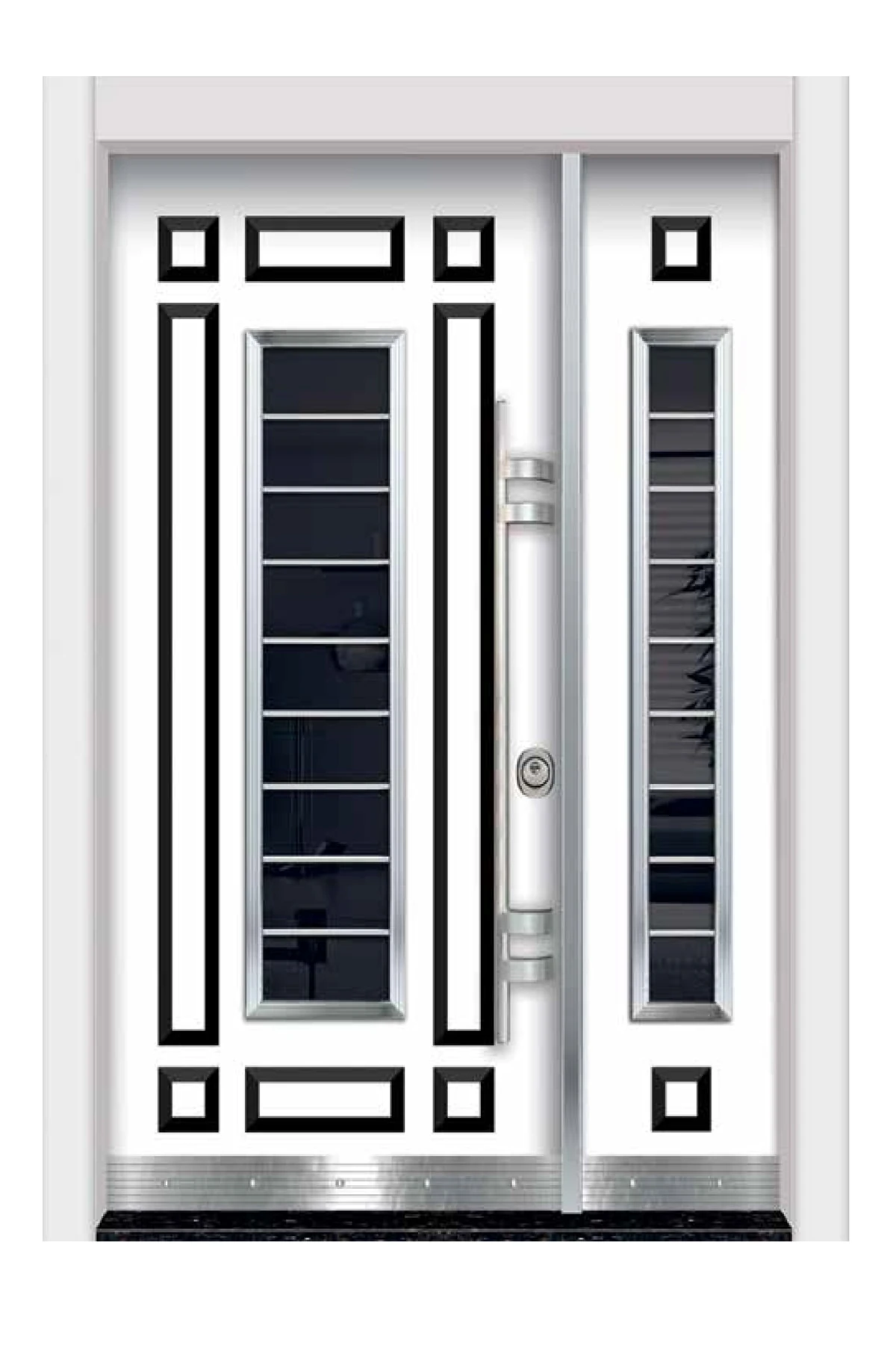 Beyaz Çelik Kapı Beyaz Renk Kabartmalı Model Daire Giriş Kapısı Sol Açılım