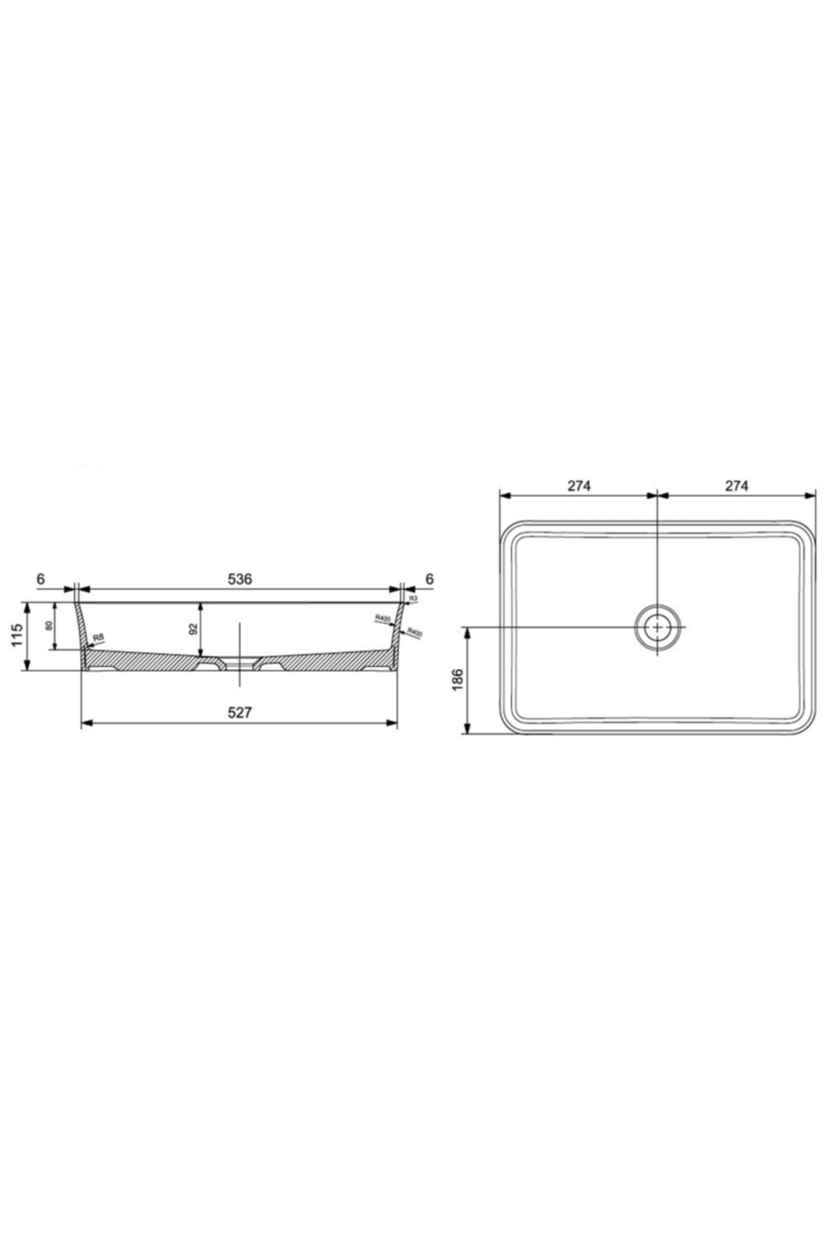 Sottıle Slım Lıne Tezgah Üstü Dikdörtgen 55x38cm. Lavabo - Parlak Burgonya Bordosu