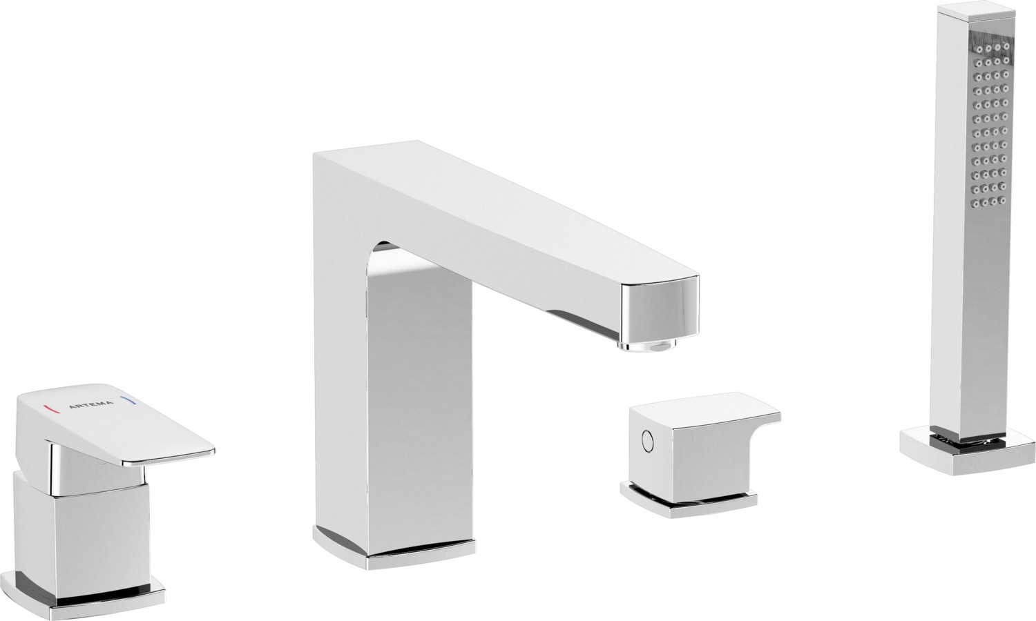 Root Square A42757 Küvet Bataryası, 4 Delikli, Krom