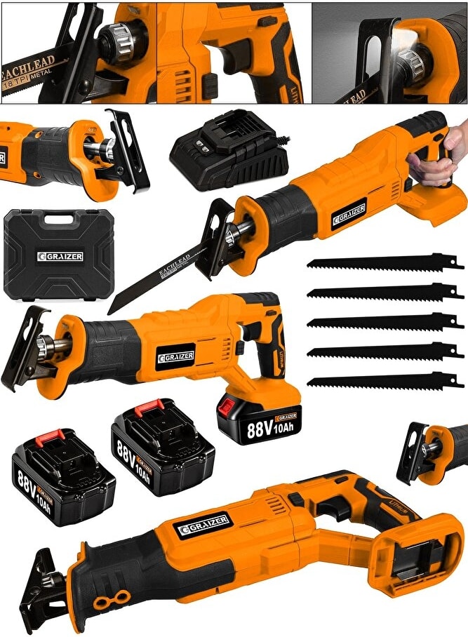 Alman 88 V 10 Ah Kömürsüz Motor Kemik Ahşap Demir Kesmetilki Kuyruğu Akülü Testere Makinesi