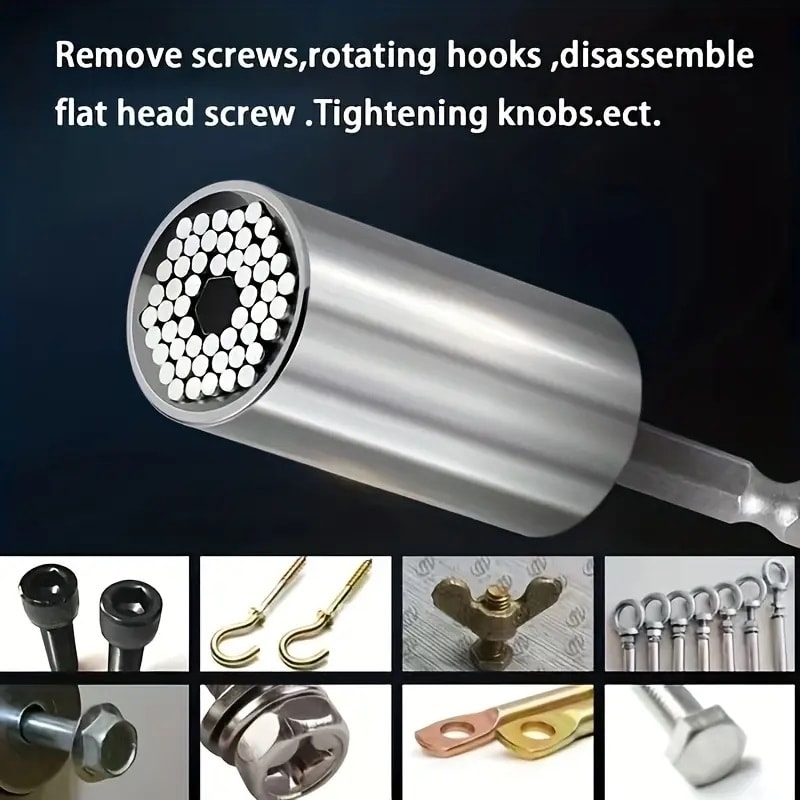 2'li Set Çok Amaçlı Universal Matkap Ucuna Takılan Evrensel Lokma Anahtar Takımı 7-19 mm Soket