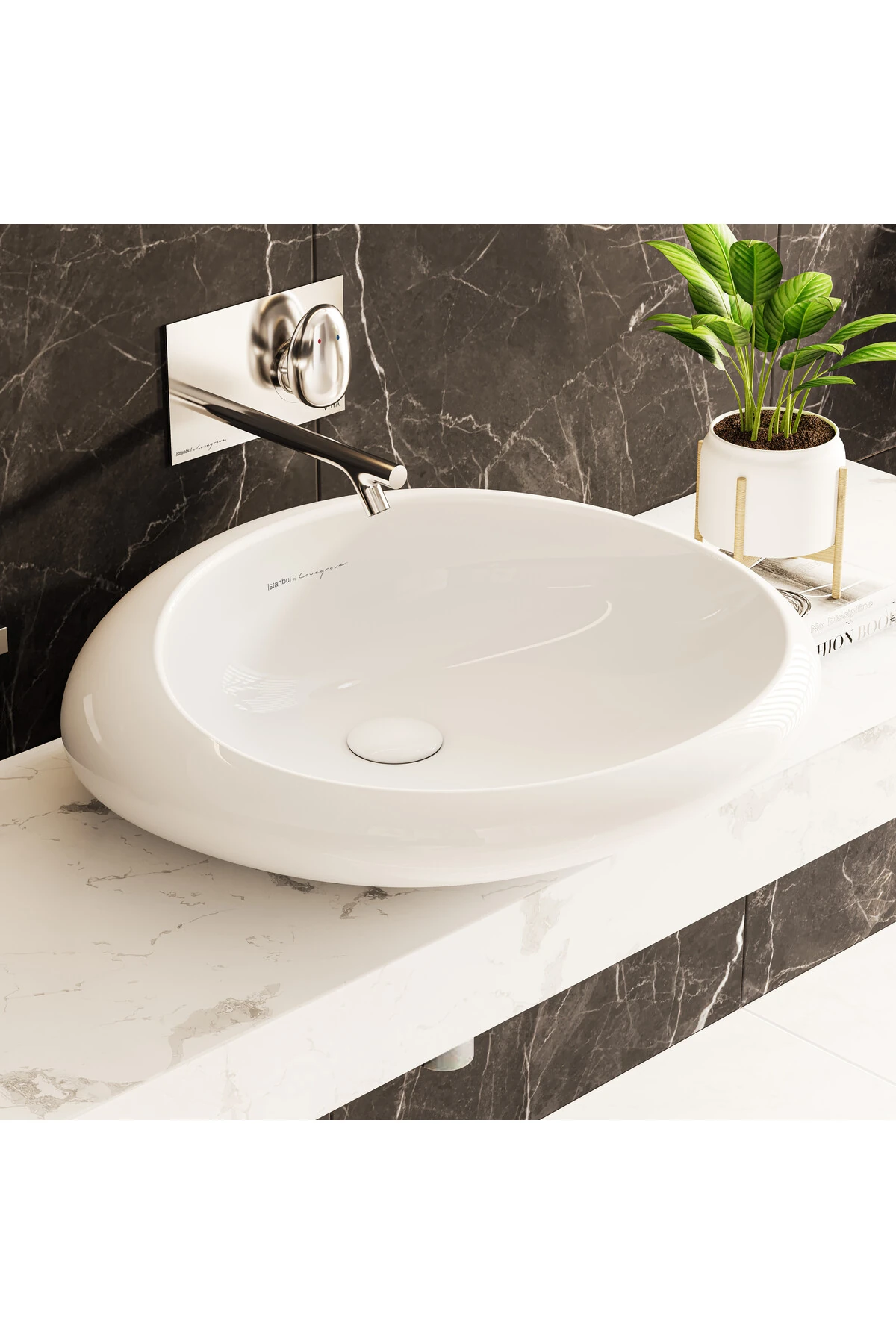 İstanbul A42231 Ankastre Lavabo Bataryası, Uzun, Sıva Üstü, Krom