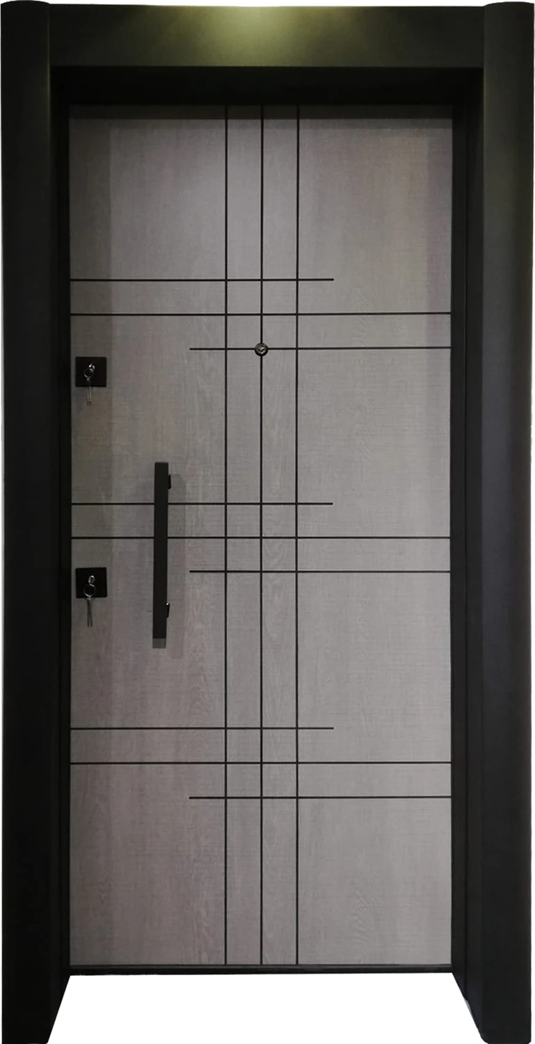 Statik Kasalı Rustik Çizgili Model Çelik Kapı