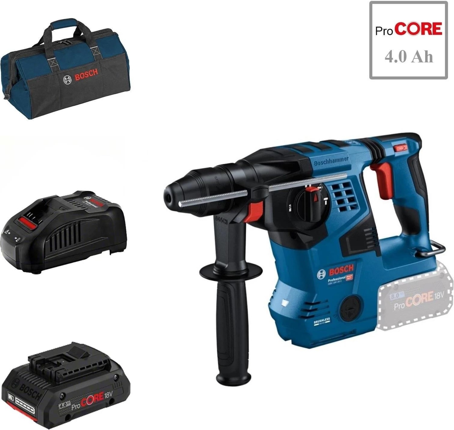BOSCH Gbh 18V-28 C 1x4 Ah Procore Akülü Kırıcı Delici Bez Çantalı