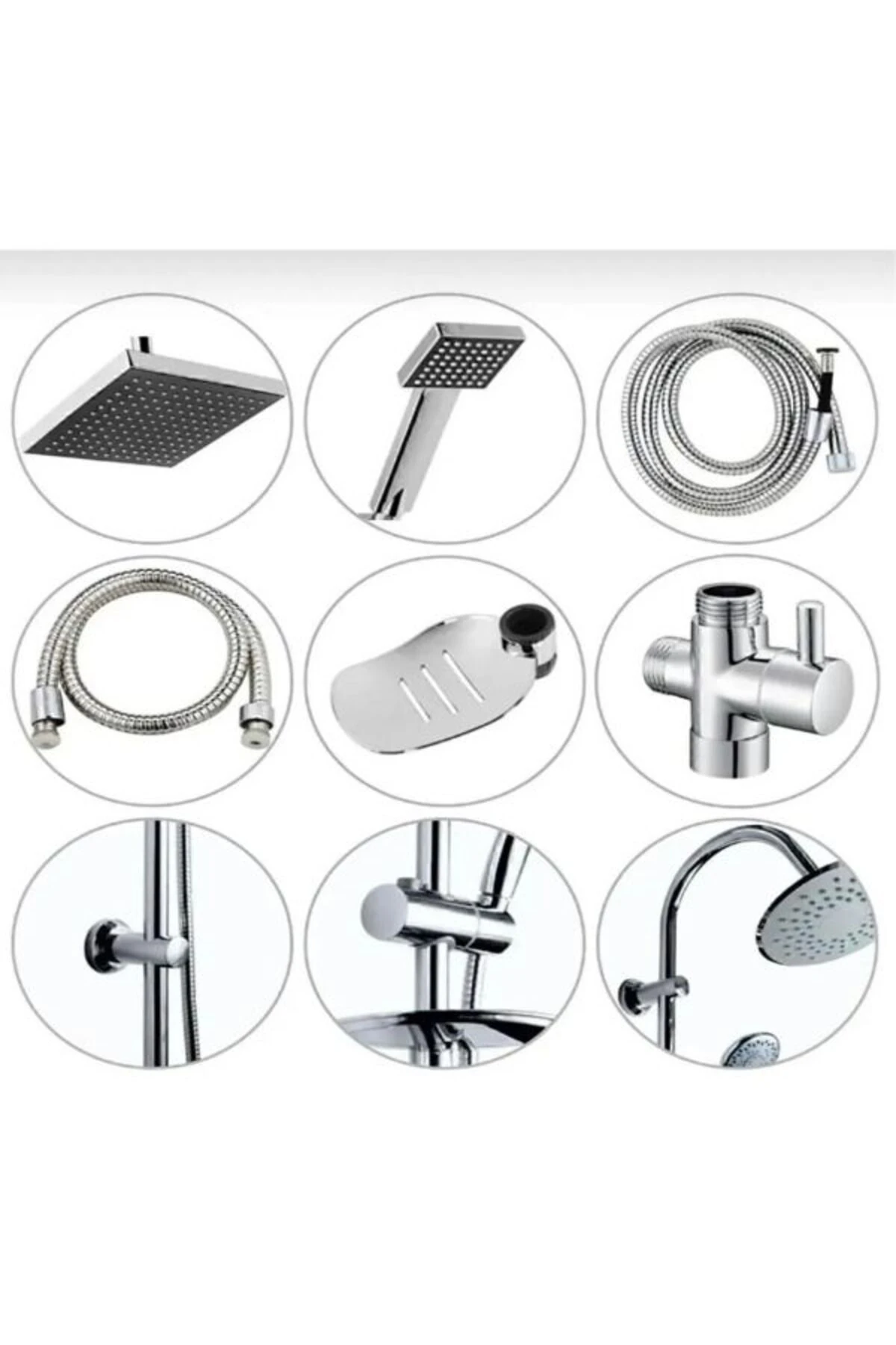 Lüks Kare Gümüş Yağmurlama Robot Tepe Duş Seti Duş Başlığı Takımı