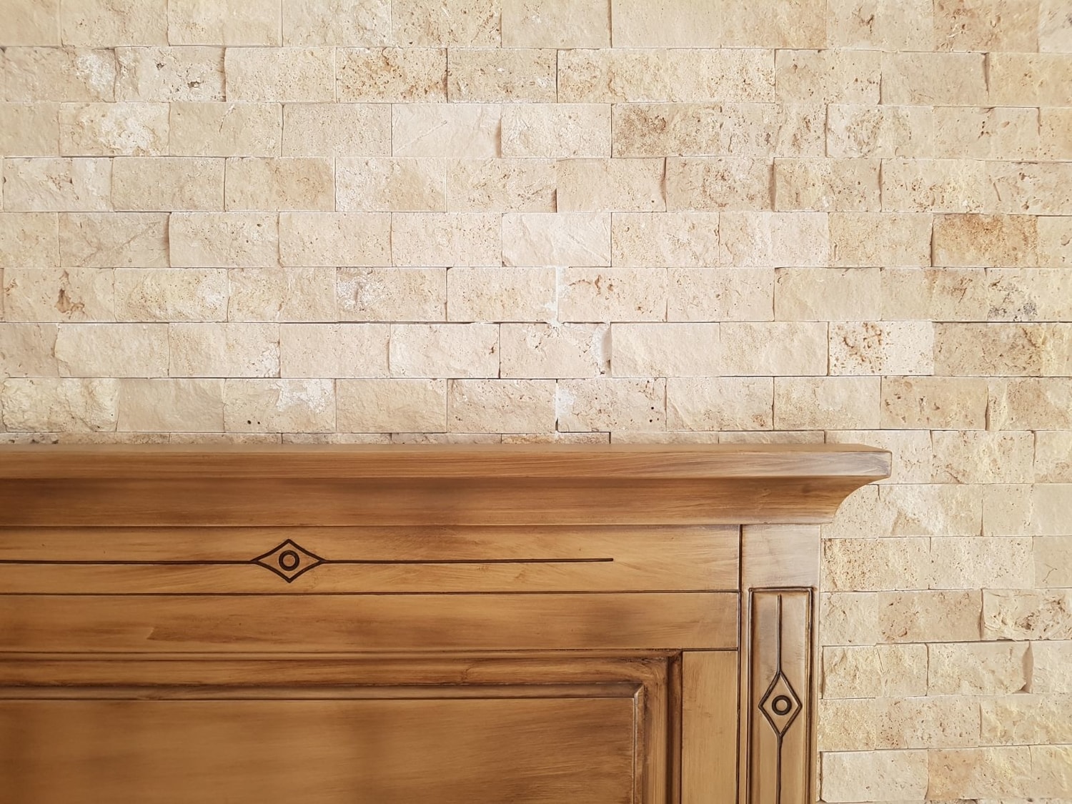 5X10Cm Klasik Doğal Taş Traverten Patlatma Mozaik Duvar Kaplama