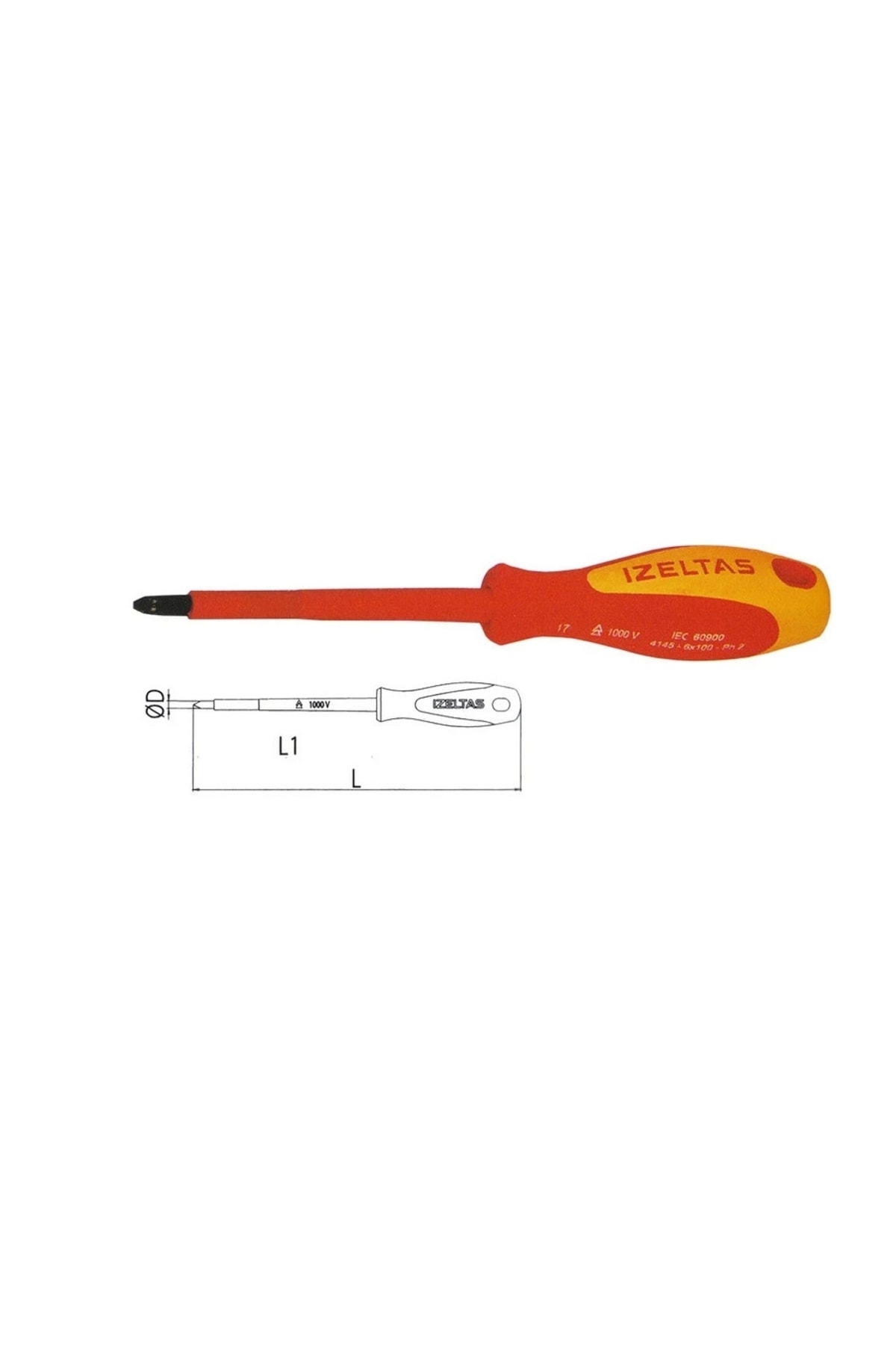 İZELTAŞ 4145180360 1000V İzoleli Elektrikçi Yıldız Uçlu Tornavida 3x60