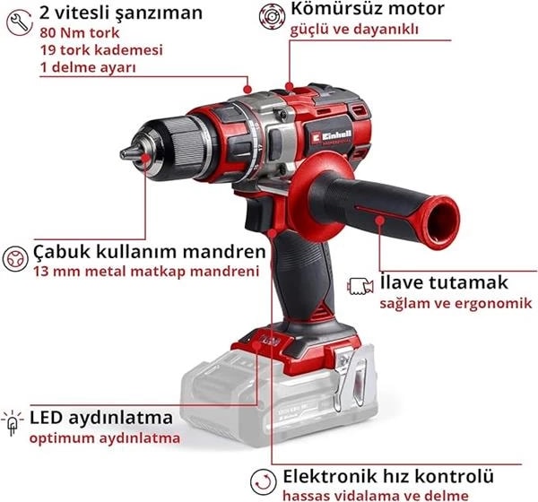 Professional Akülü Vidalama Tp-Cd 18/80 Li Bl-Solo Power X-Change (18 V, Kömürsüz, 80 Nm, 13