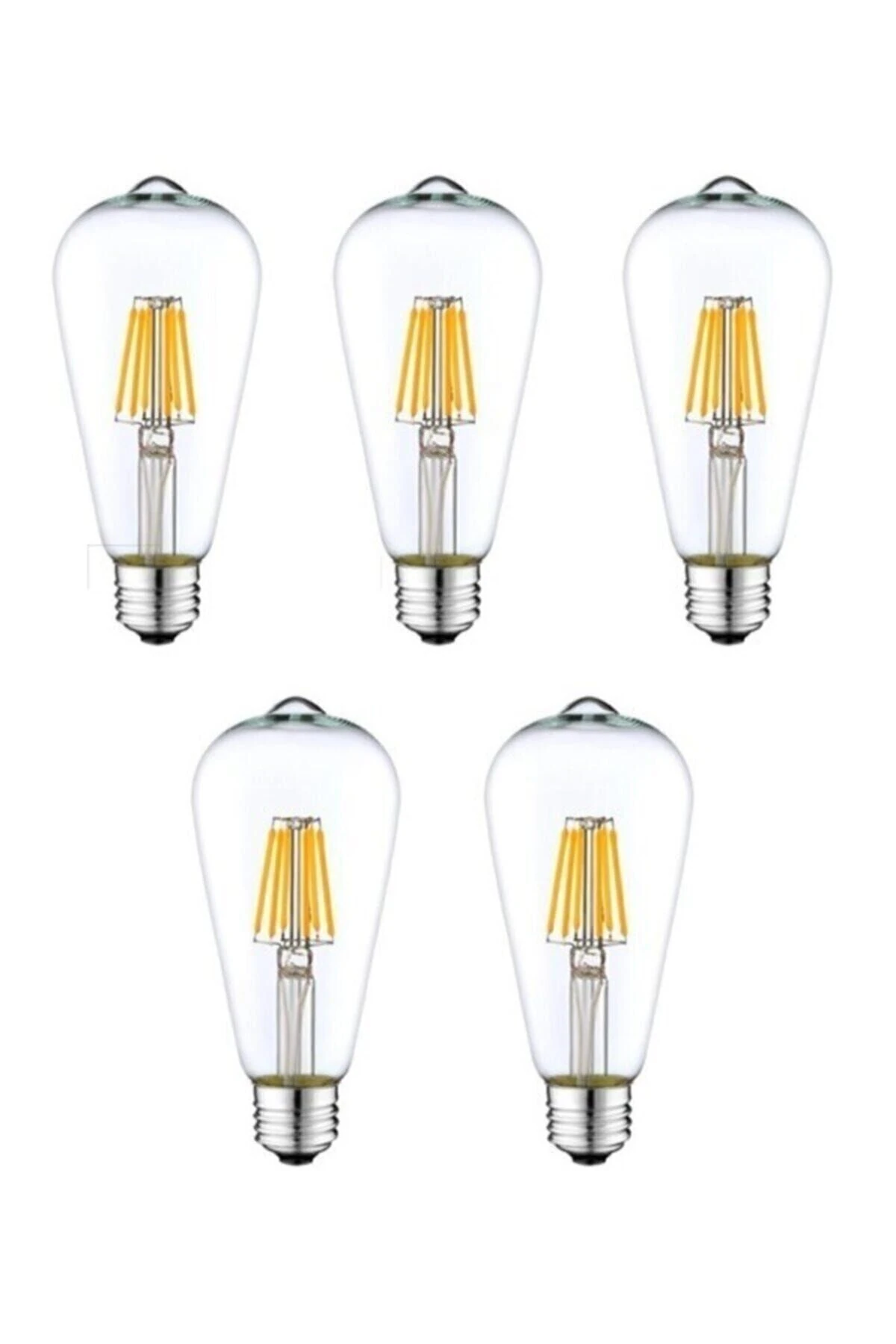 5 Adet St64 6500k Beyaz Led Rustik 5'li Eko Paket Dekoratif Ampul Vintage Aydınatma