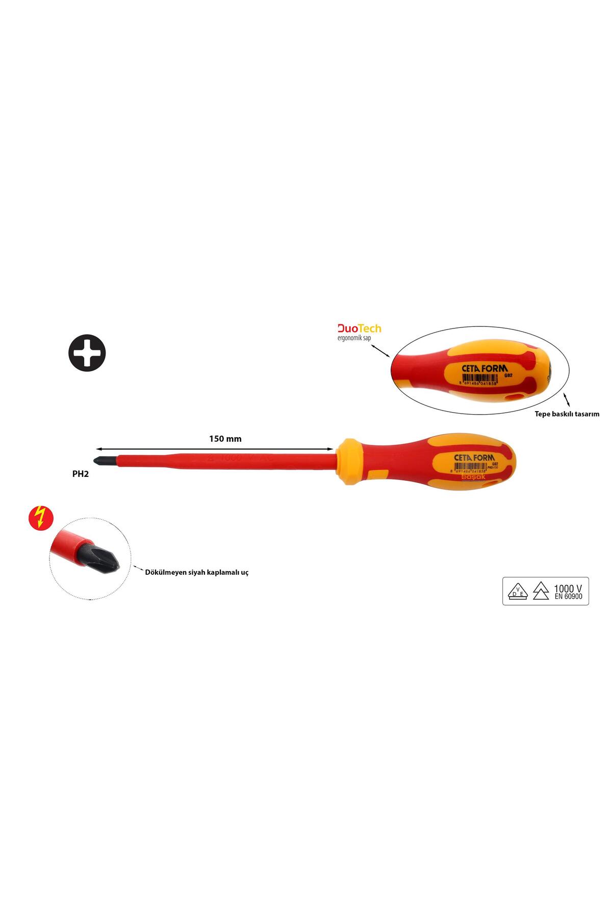 CETA FORM Ph 2 X150 Mm 1000 Volt Vde Izoleli Yıldız Tornavida G02-002-150