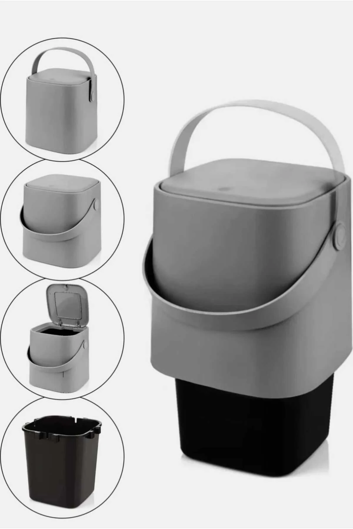 4 lt antrasit sihirli çöp kovası