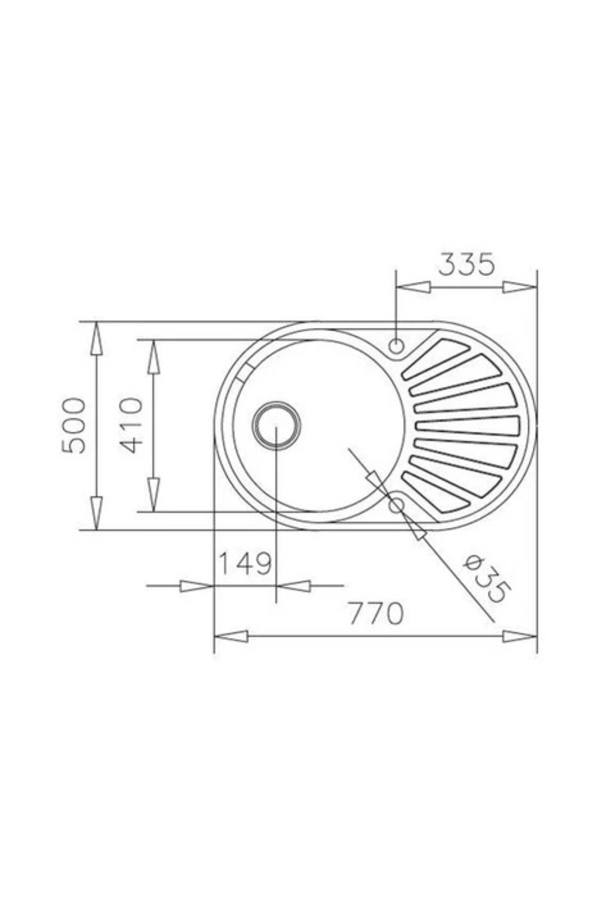 DR 77 1B 1D  PASLANMAZ ÇELİK SOL EVYE