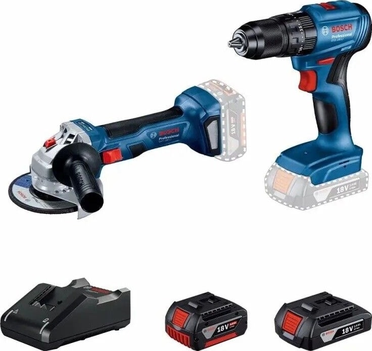 BOSCH Professional GWS 180-LI + GSB 185-LI 18V Akülü Vidalama 2+4 Ah Çift Akü Set - 06019H9026