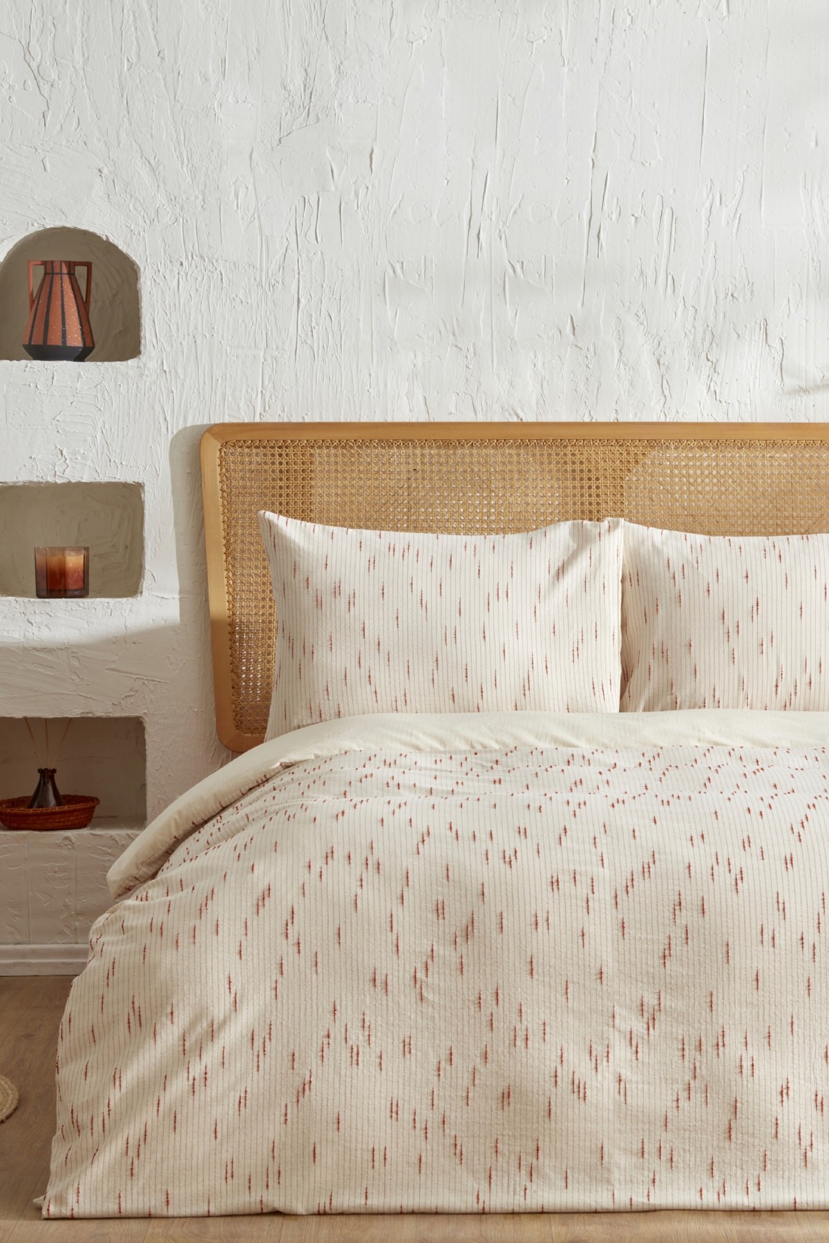 Lotus %100 Pamuk Çift Kişilik Nevresim Takımı Terracota