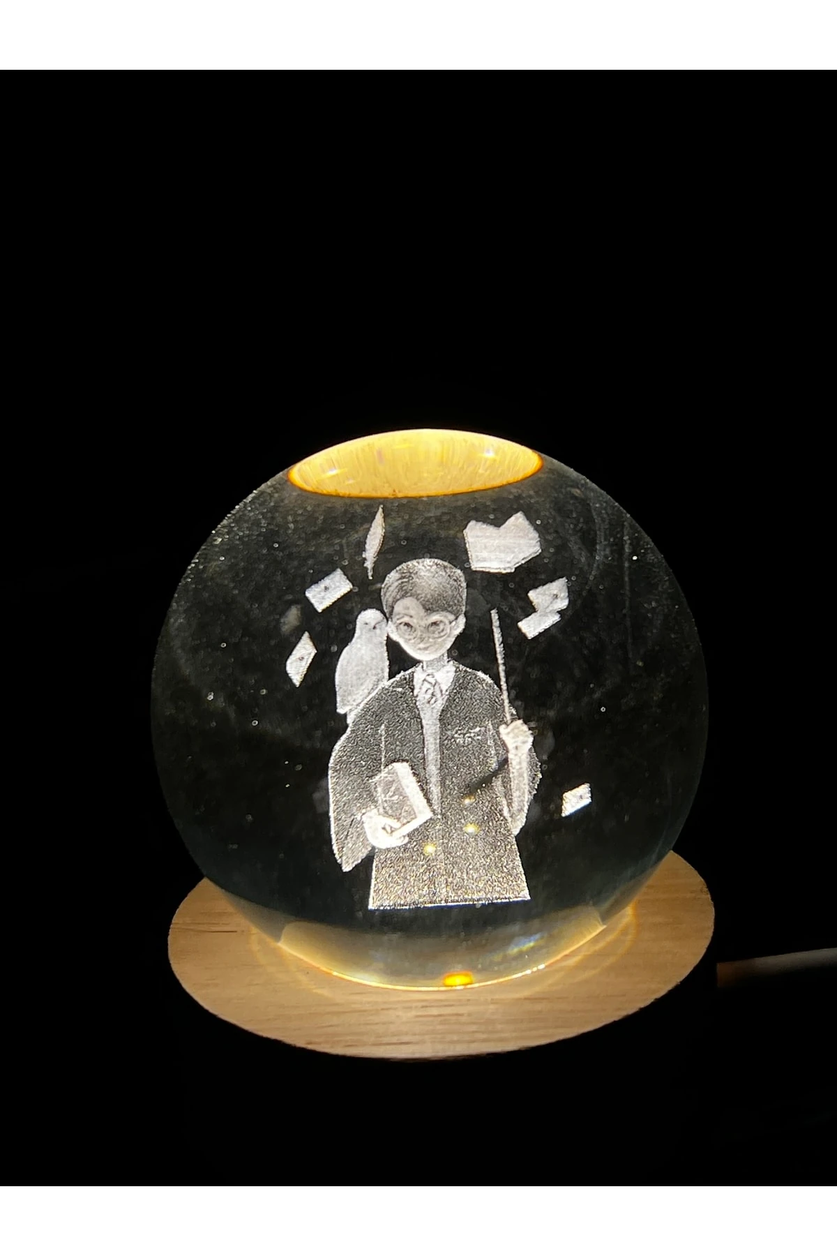 Harry Potter Baykuşlu Işıklı Cam Küre (prizli Gece Lambası Aydınlatma Dekoratif Model)