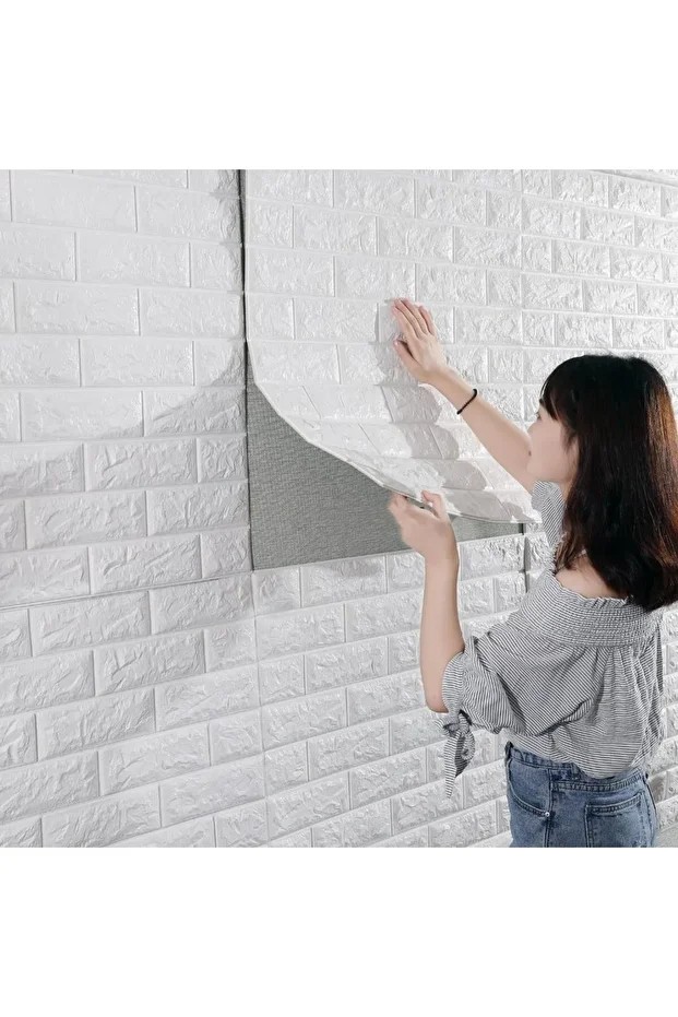 5 Metre(2,5M2) Tek Parça Bütün Kendinden Yapışkanlı Duvar Kağıdı Esnek Köpük Paneli 3d Tuğla Desenli