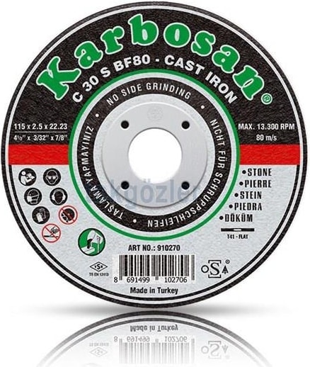 KARBOSAN 115 x 2.5 x 22.23 Sc Pik Döküm Kesme Diski 910270 (1 Adet)