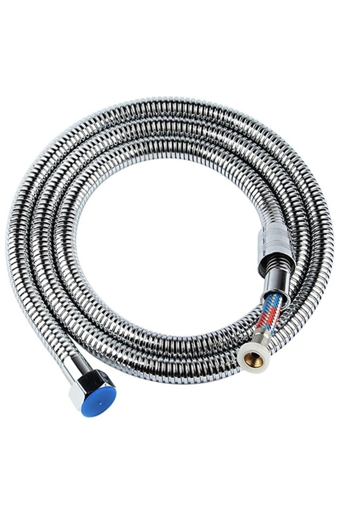 Kaliteli 5 Fonksiyonlu Büyük Boy Krom Duş Başlığı 150cm Örgülü Hortumlu Mafsallı Duş Seti