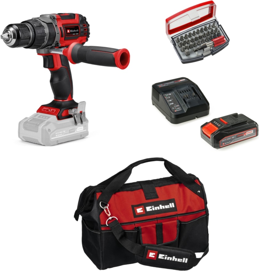 EİNHELL Tp-Cd 18/60 Li-I Bl Solo Darbeli Akülü Vidalama +1 x 2.5 Ah Akü ve 32 Parça Bits Uç Seti (45/29 Kumaş Çanta)