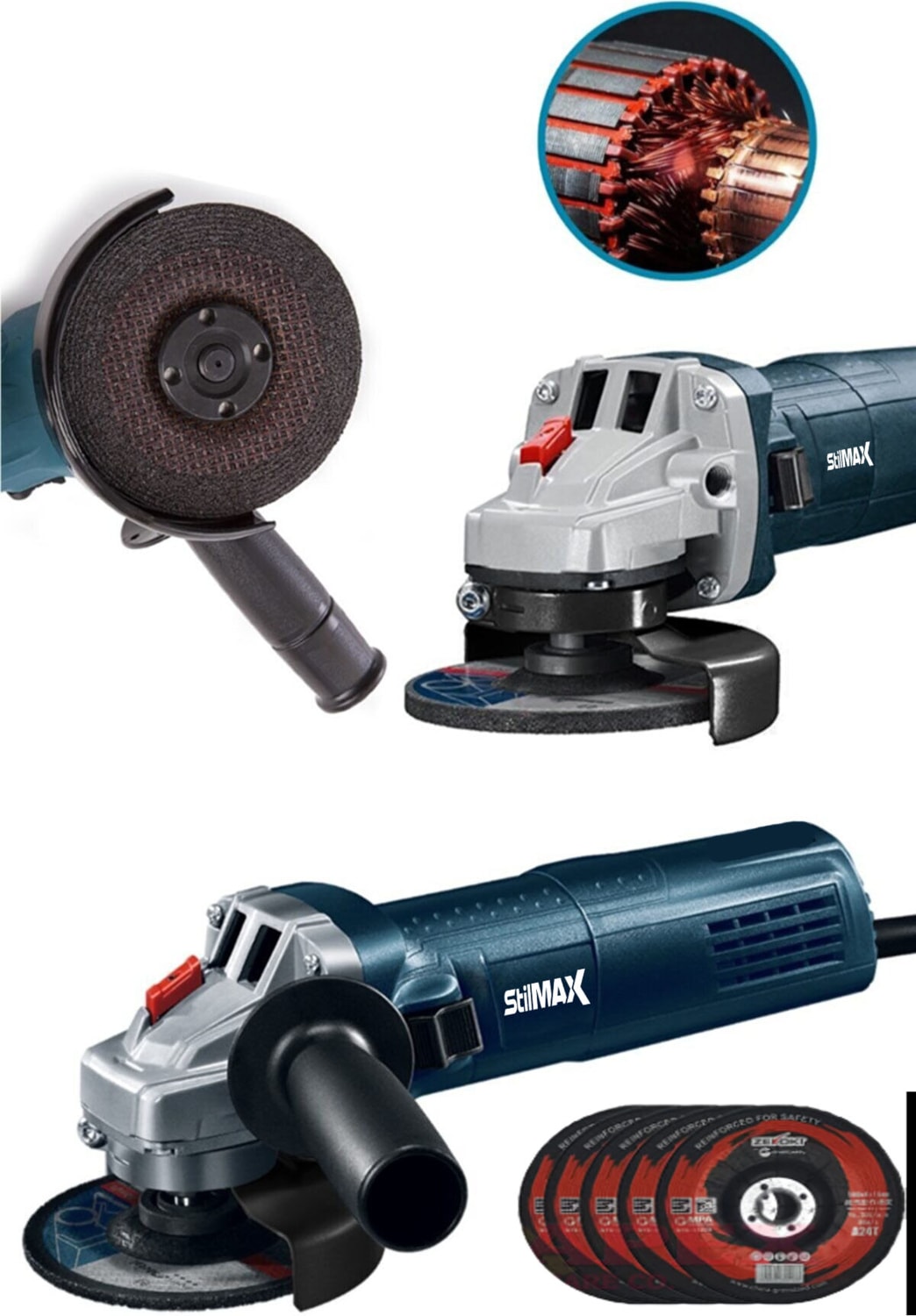Germany Spiral Jet Taşlama Metal Kesme Avuç Taşlama Makinesi Bakır Motor 3500 W ve 5 Taş