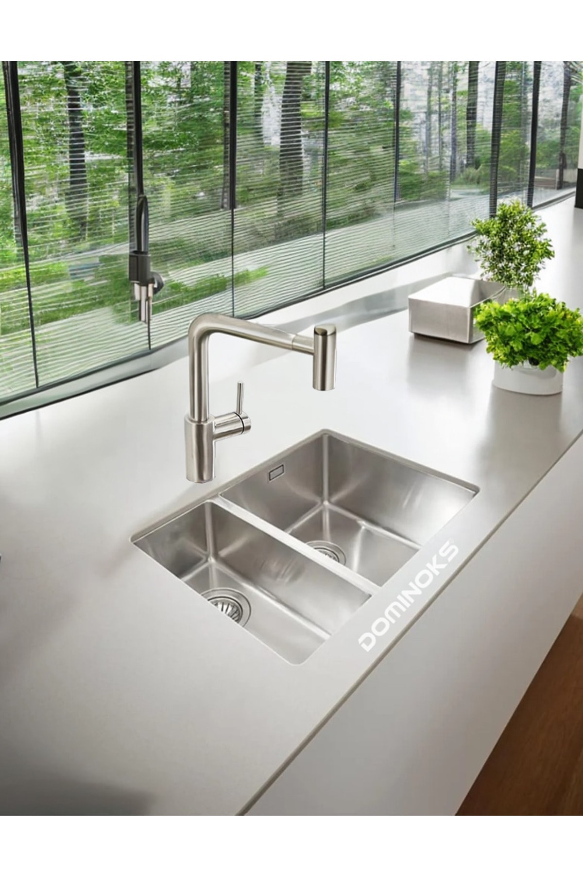 BİGA 58 1,5 GÖZ POLİSAJLI TEZGAH ALTI KROM EVYE 40X54CM(SOL)