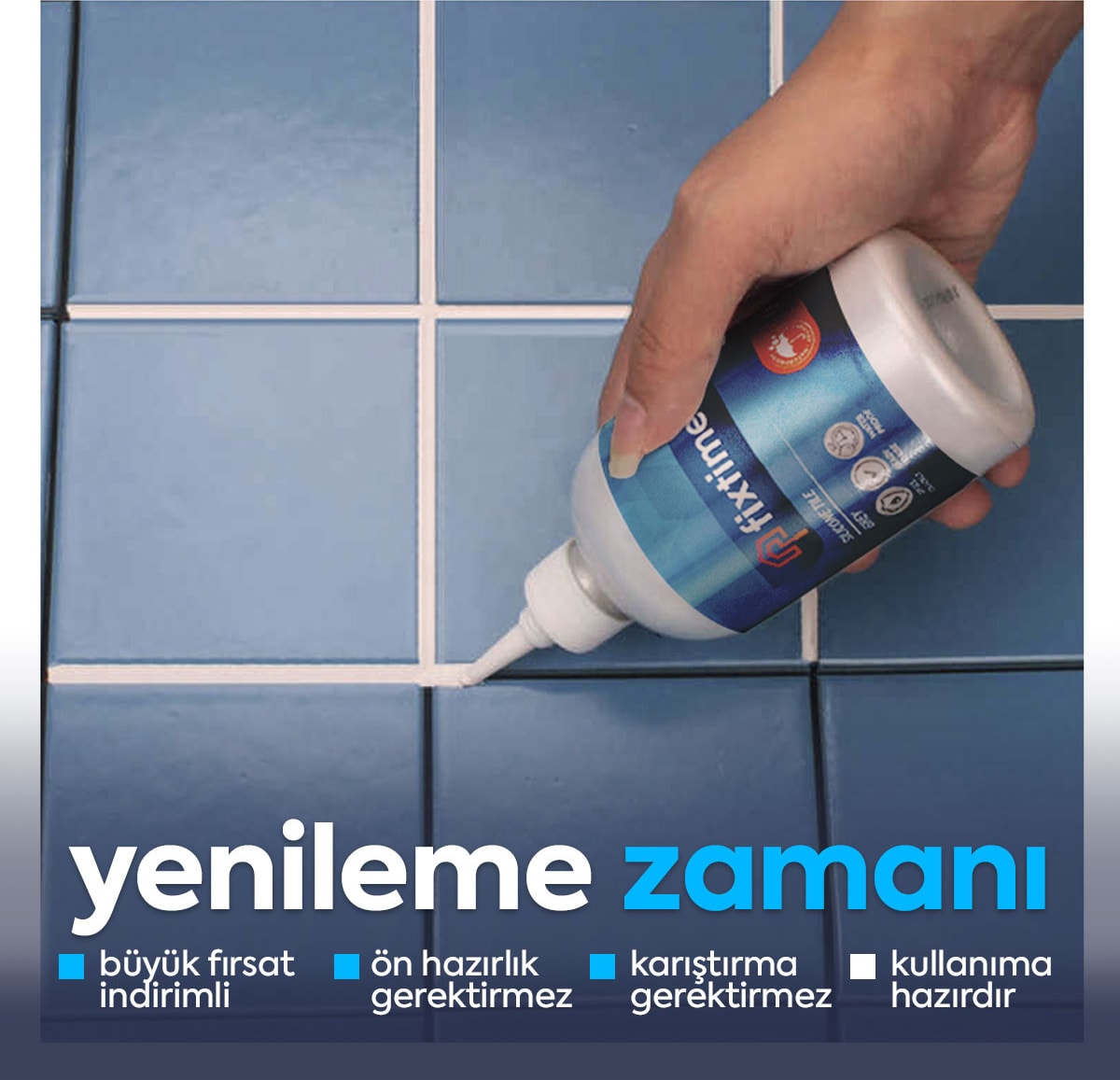 FİXTİME Tile Master Silikonlu Derz Dolgusu Krem 225 ml (2'li SATIŞ PAKET )