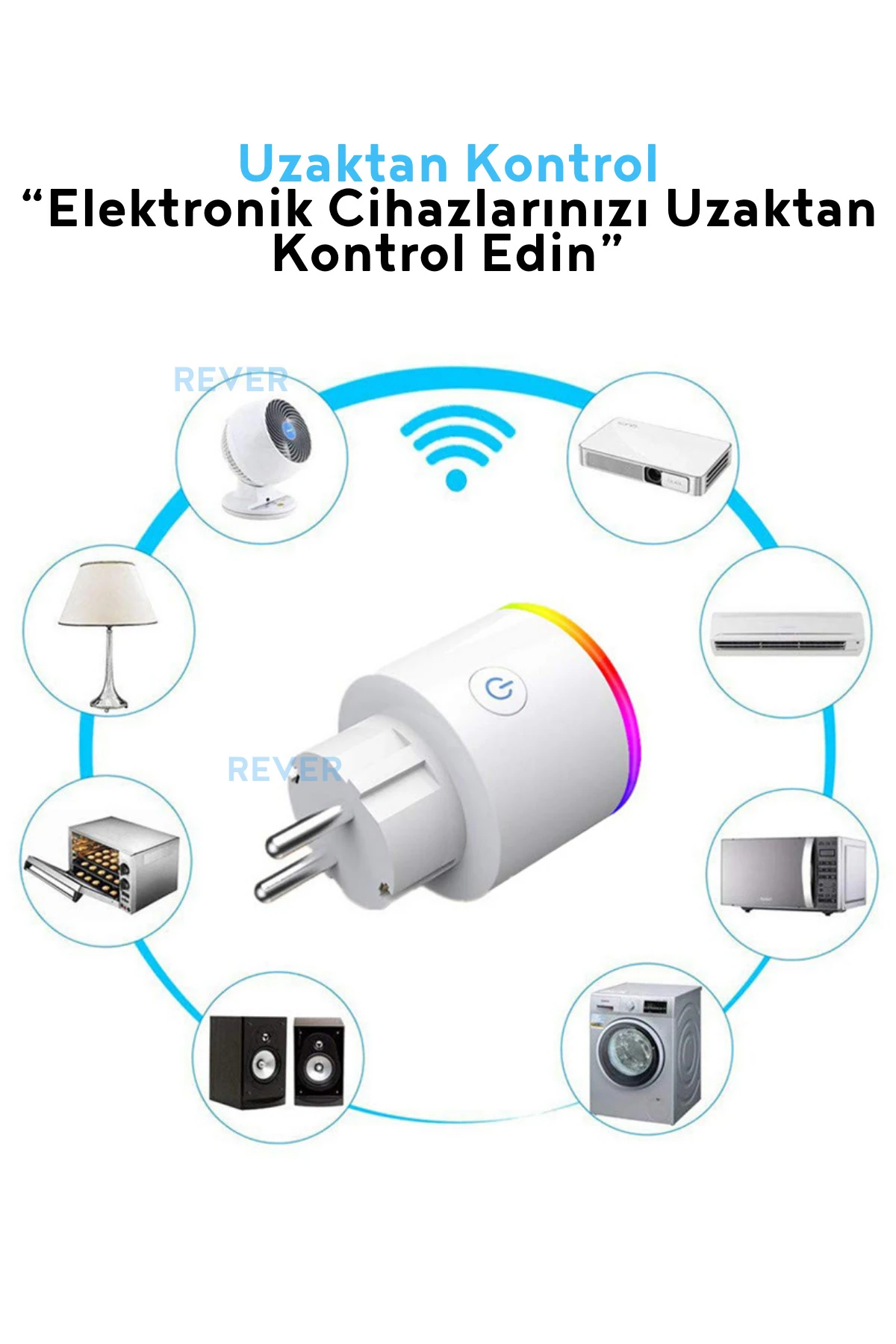 Akım Korumalı Priz Wi-fi Tuya Destekli Akıllı Priz RGB Led Işıklı