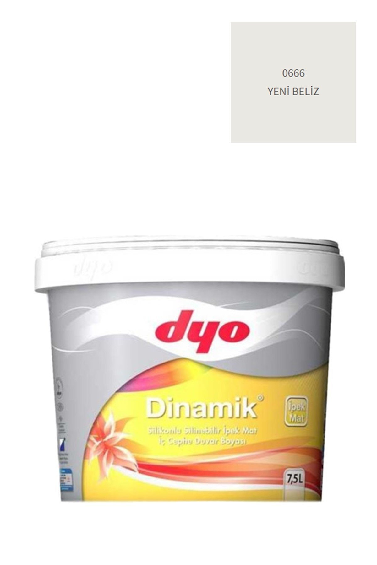 Dinamik Silikonlu Silinebilir Ipek Mat Iç Cephe Duvar Boyası 0666 Yeni Beliz 7,5 Lt