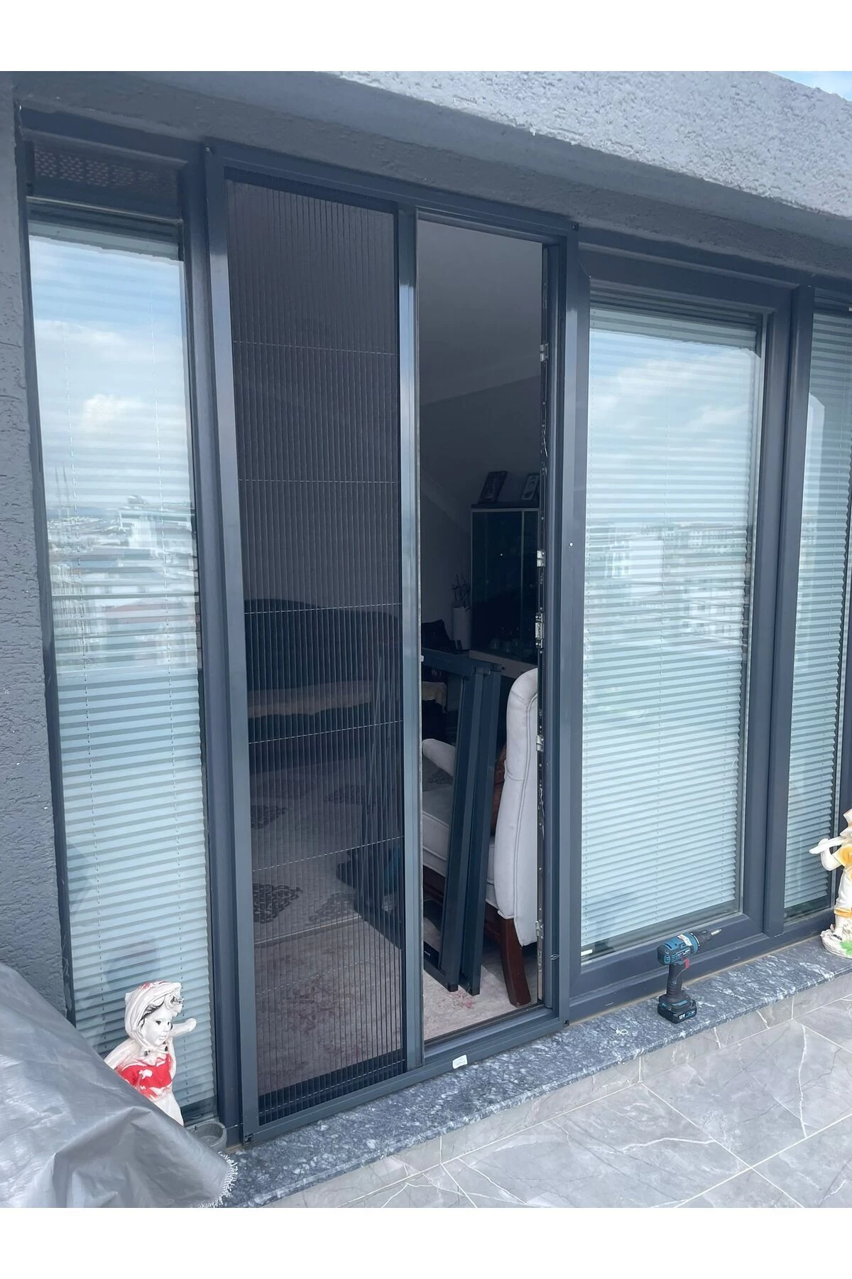 Plise Pileli Sürgülü Akordeon Kapı ve Pencere Sinekliği EN 0-90/ BOY 0-210