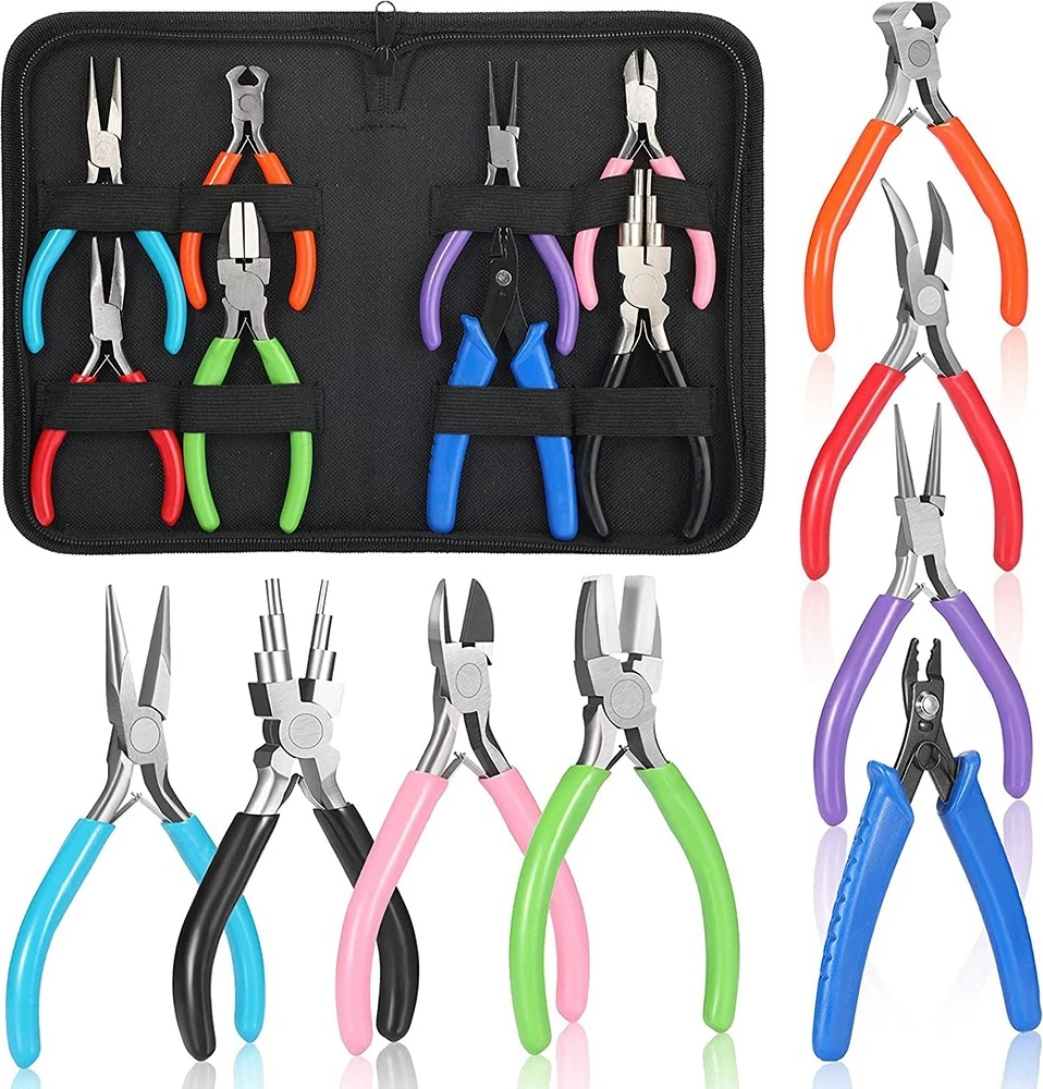 8 Adet Takı Yapımı Pense Araç Seti, Iğne Kargaburun, Yuvarlak Kargaburun, Naylon Çene Pense Takı Dıy Için (Yurt Dışından)