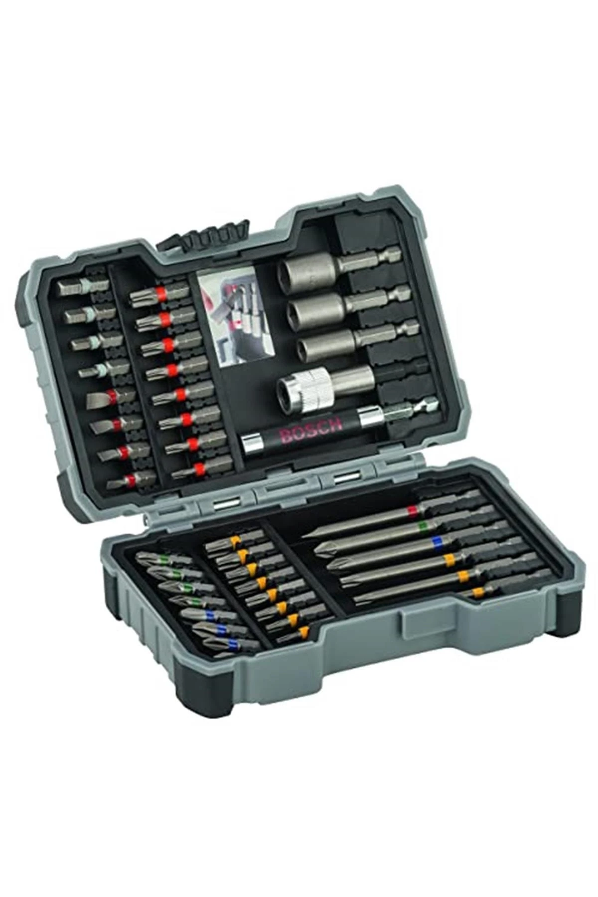 Professional Vidalama Ucu Seti, Gri, 43 Adet, Extra-hard Tornavida Ucu Ve Lokma Anahtarı Seti