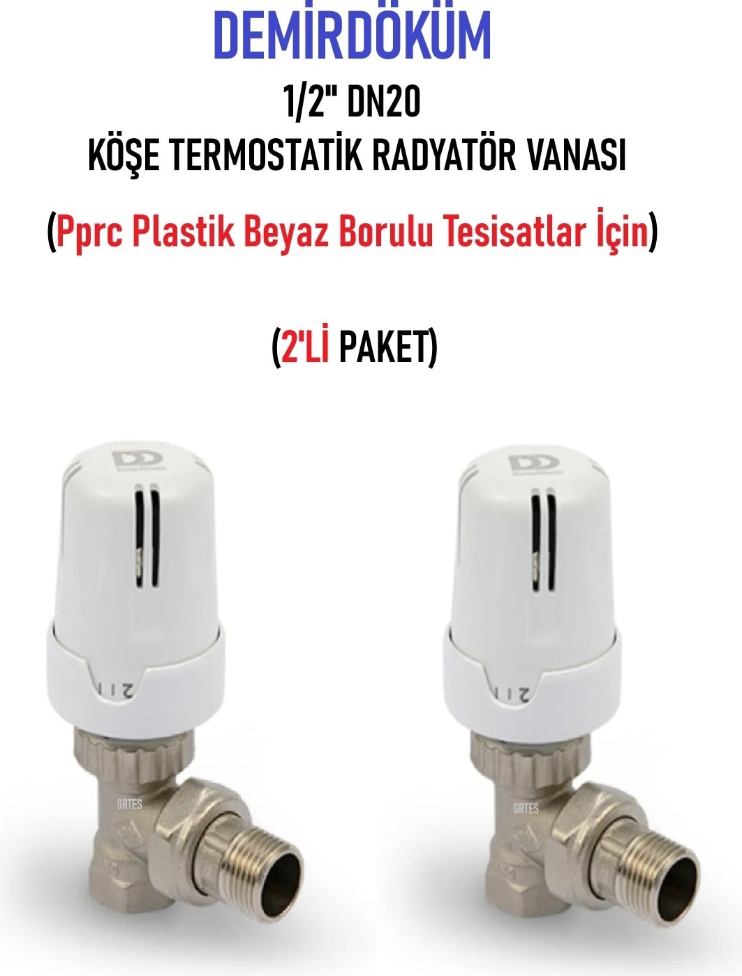 (2'li Paket) Dd-T1 Köşe 1/2" Termostatik Radyatör Vanası - Thermostatic Radiator Valve