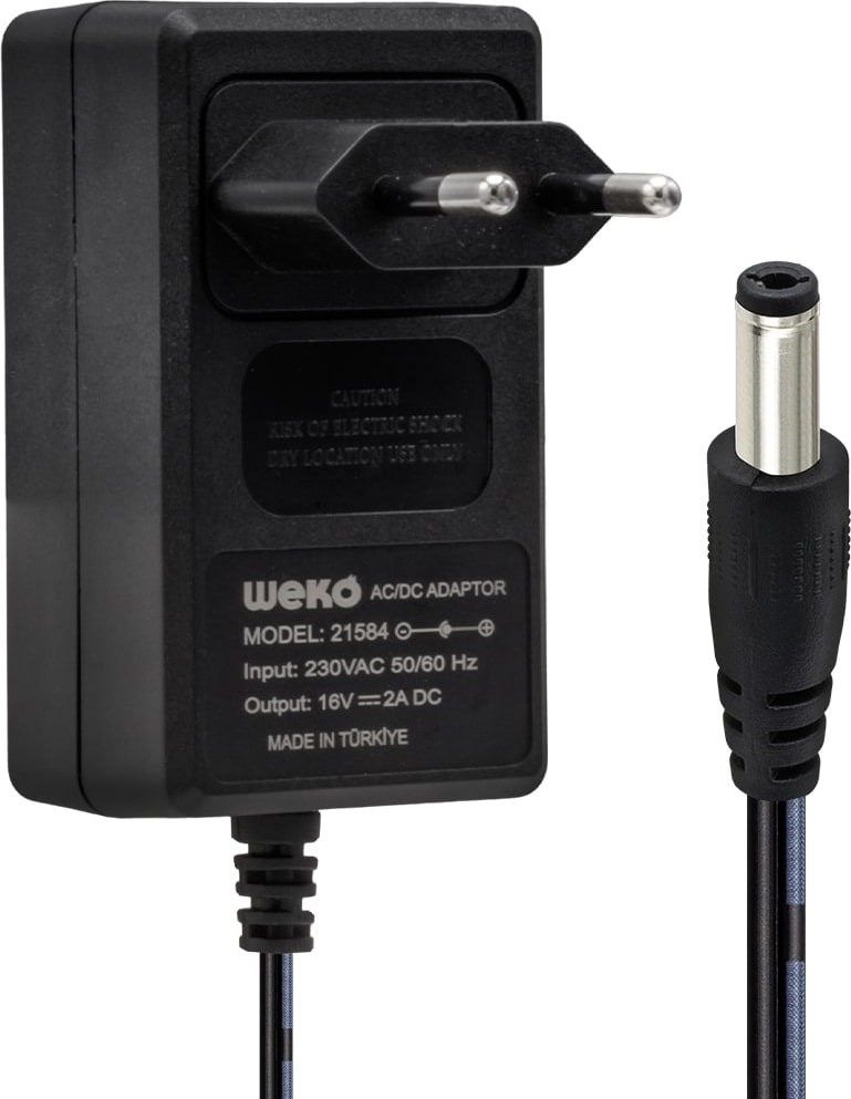 16 Volt - 2 Amper 5.5*2.5 Uçlu Yerli Üretim Power Jacklı Santral Adaptörü
