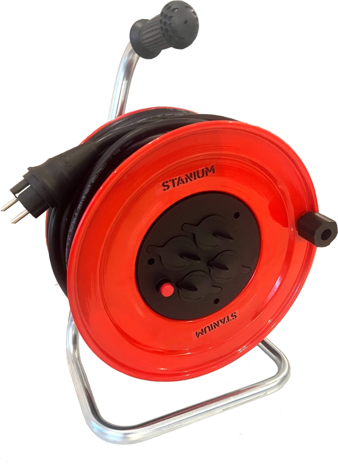 Stanıum Premium Metal Kablo Makarası – 40 M – H07RN-F 3g1,5 Mm² – 4’lü Kapaklı Priz – Termal Koruma