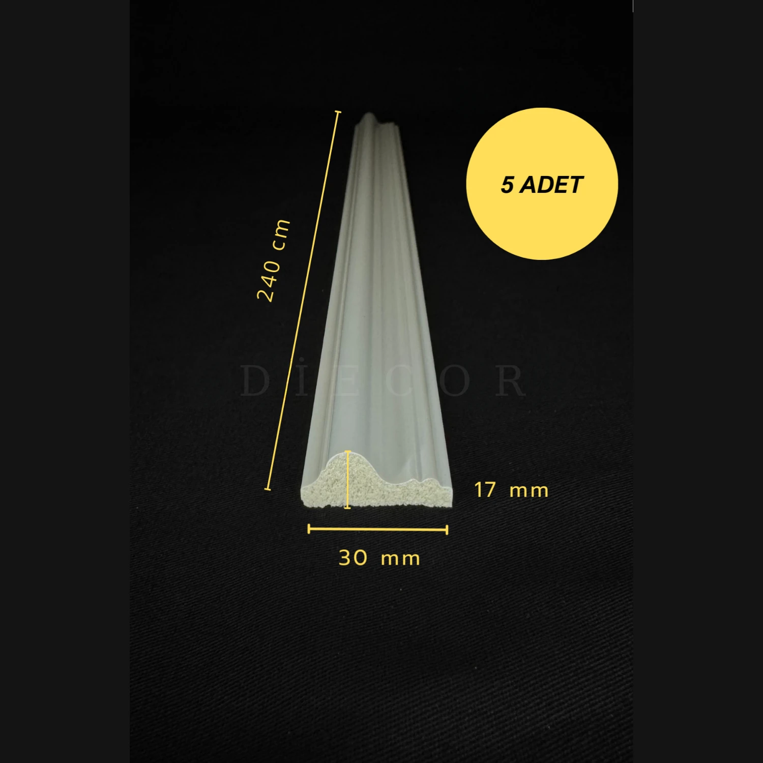 Dekoratif Boyanabilir 5 Adet 3 cm Eğimli Polistren Duvar Çıtası