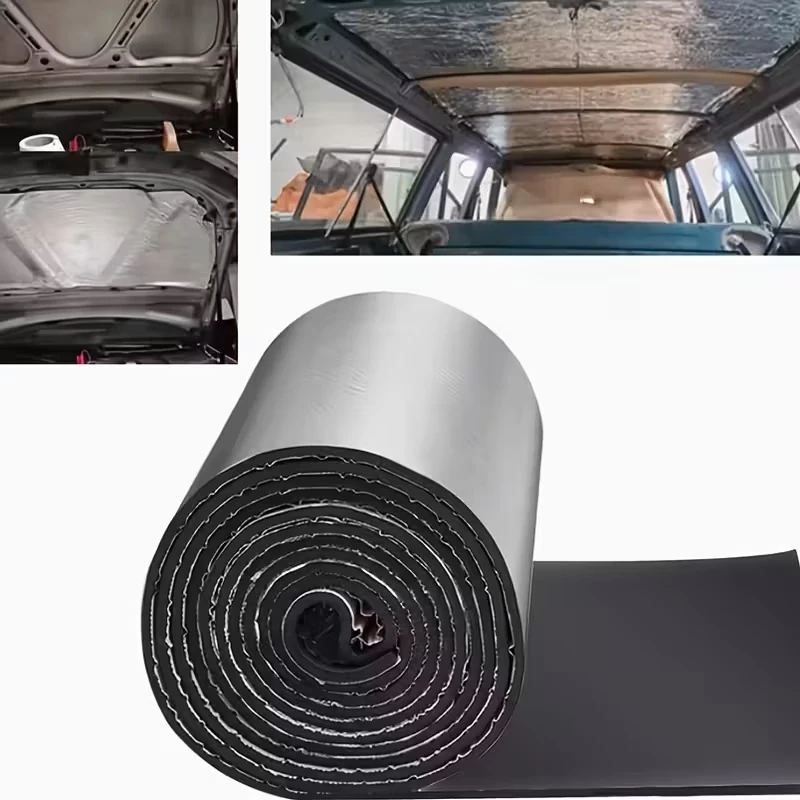 Araç Kaput Altı Yalıtım 120X100CM 9mm Folyolu Yapışkanlı Karavan Oto Ses ve Isı Yalıtım Malzemesi