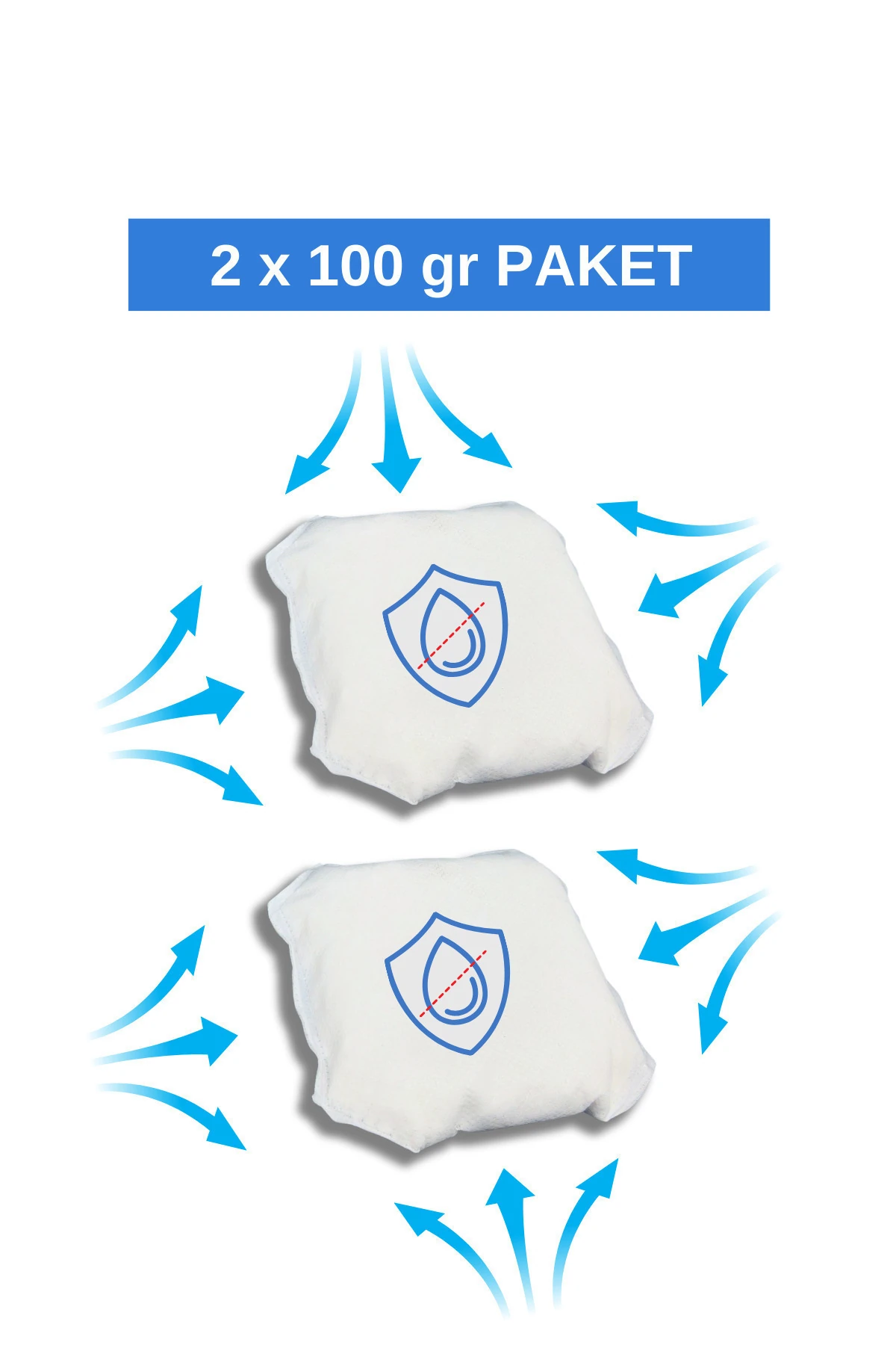 Nem Alıcı Yedek Torba toplam 200gr, 2x100gr, tüm nem alıcı kutularla uyumlu,rutubet giderici,kokusuz