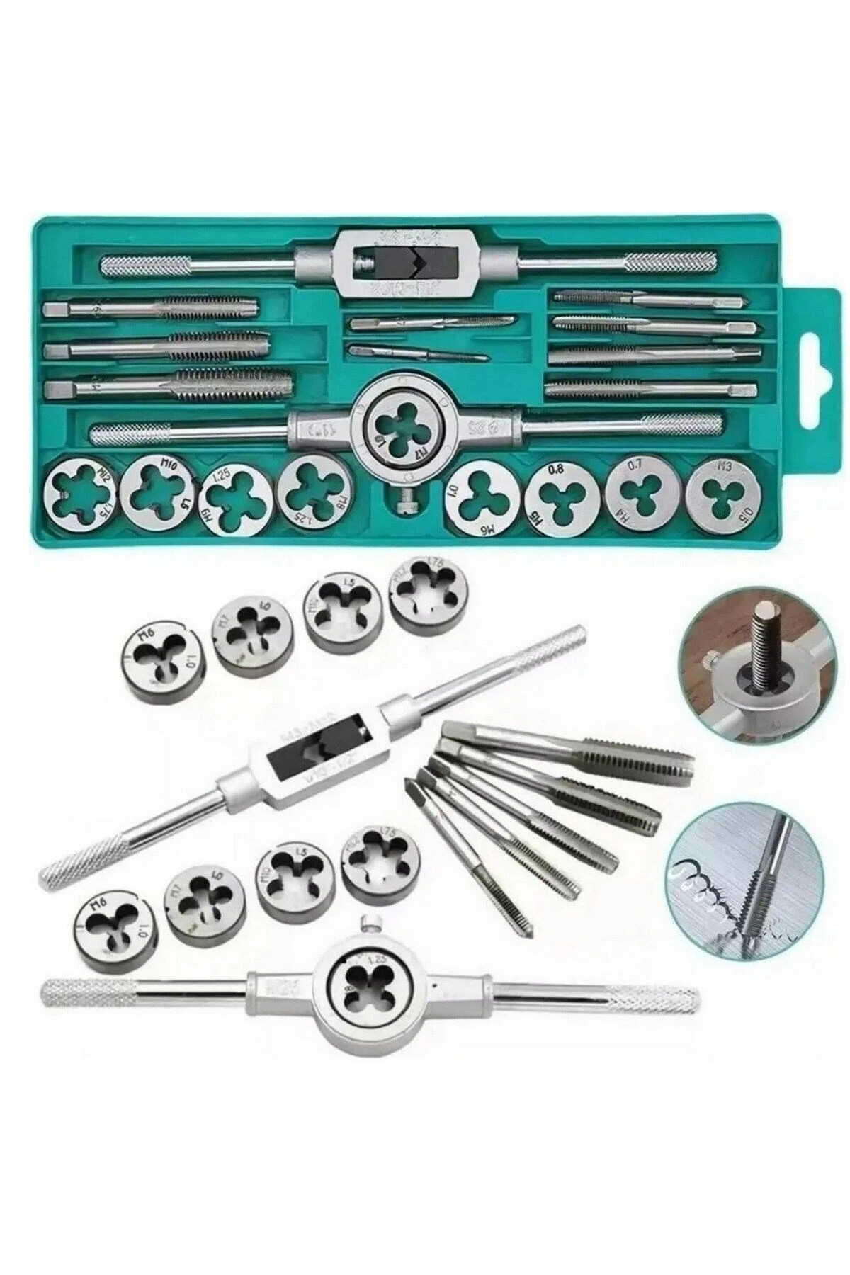 Kılavuz Pafta Takımı Metrik Seti 20 Parça Diş Ve Yiv Açma Kılavuz Seti Pafta Seti Klavuz Seti
