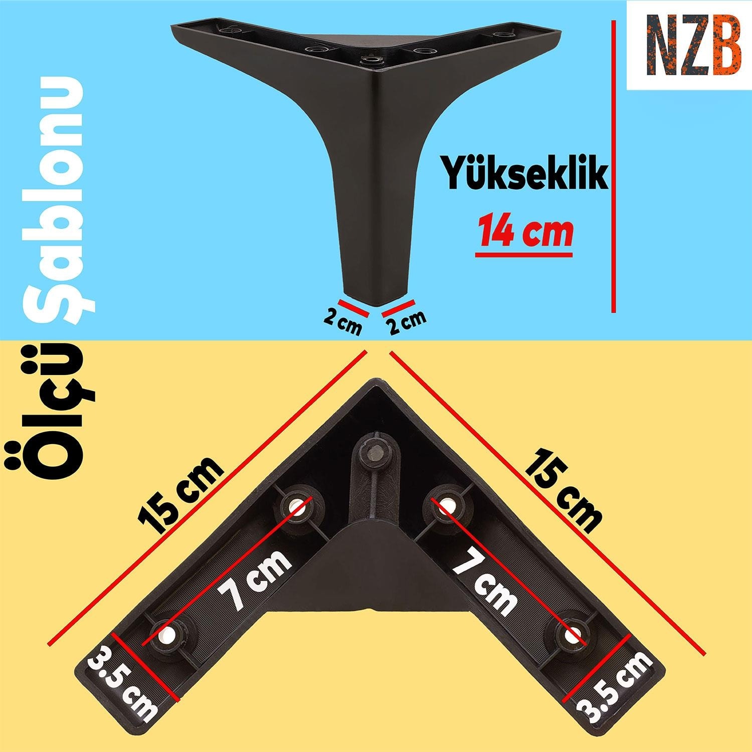Mobilya Tv Ünitesi Koltuk Kanepe Destek Ayağı 14 cm Siyah Baza Ayakları M8 Destek 6'lı Set