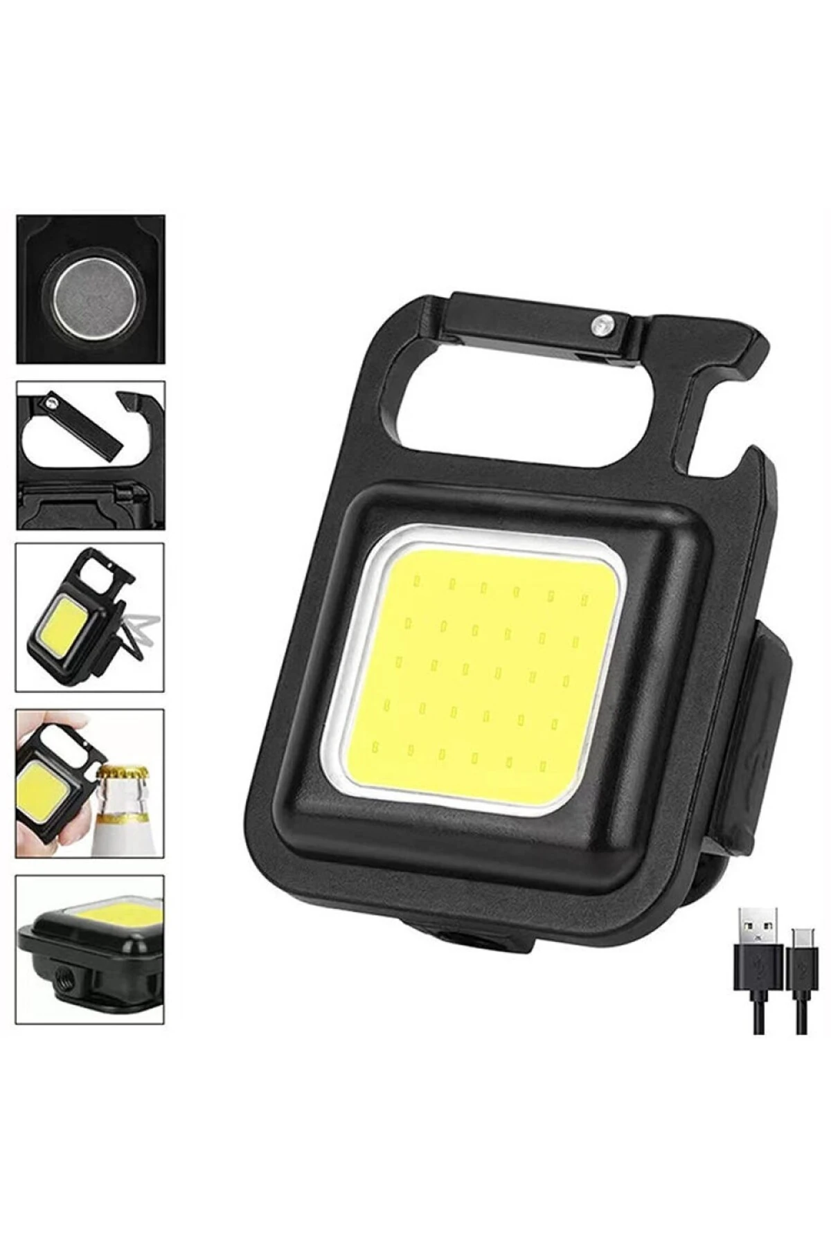 Led Anahtarlıklı Mıknatıslı Şişe Açacağı Usb li Şarj Edilebilir El Feneri