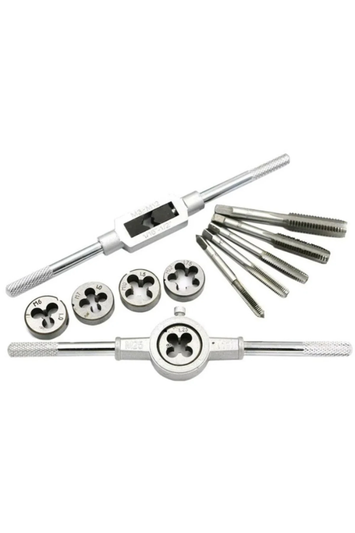 12 Parça Kılavuz Pafta Takımı Metrik Seti Diş Ve Yiv Açma